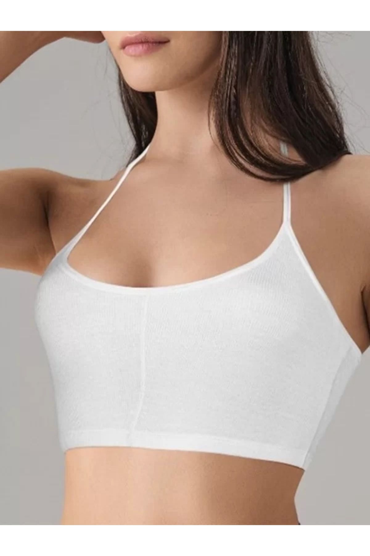 Moda Şahsenem Kadın Beyaz Likralı Mikromodal Yarım Atlet 9132