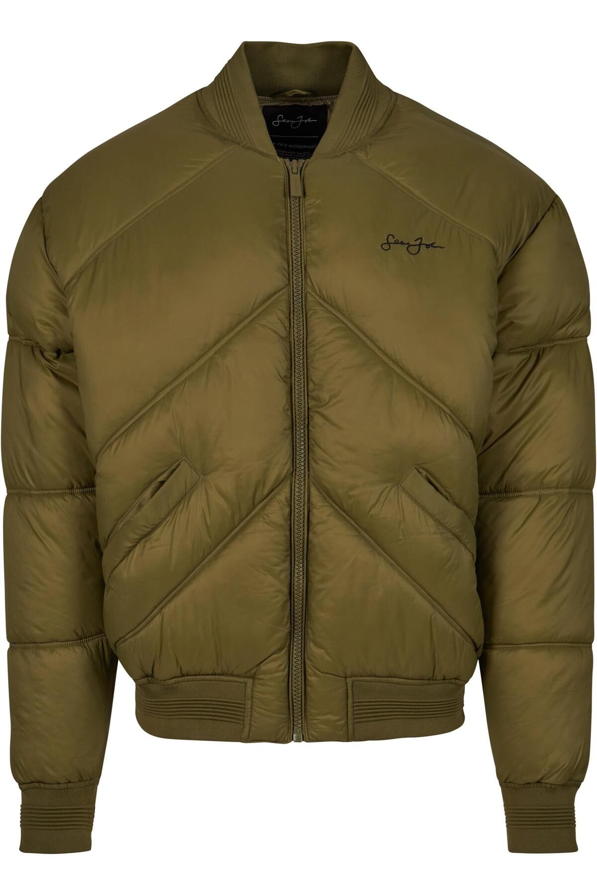 Sean John-Herren Jm233-015-1 Sj Script Logo Bomber Puffer Jacket 1