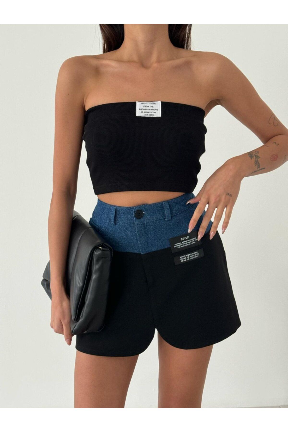 bysedaortac Kadın Gögüs Dolgulu Fitilli Straplez crop top bluz
