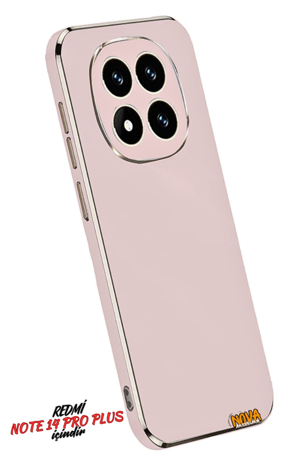 cepmoda Xiaomi Redmi NOTE 14 PRO PLUS - Gold Çizgili Renkli Shiny Silikon Kılıf / Kapak - PEMBE