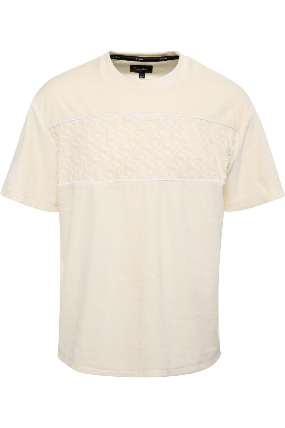 Sean John-Herren Jm232-004-02 Sj Monogram Logo Devorée Stripe Velours Tee 1