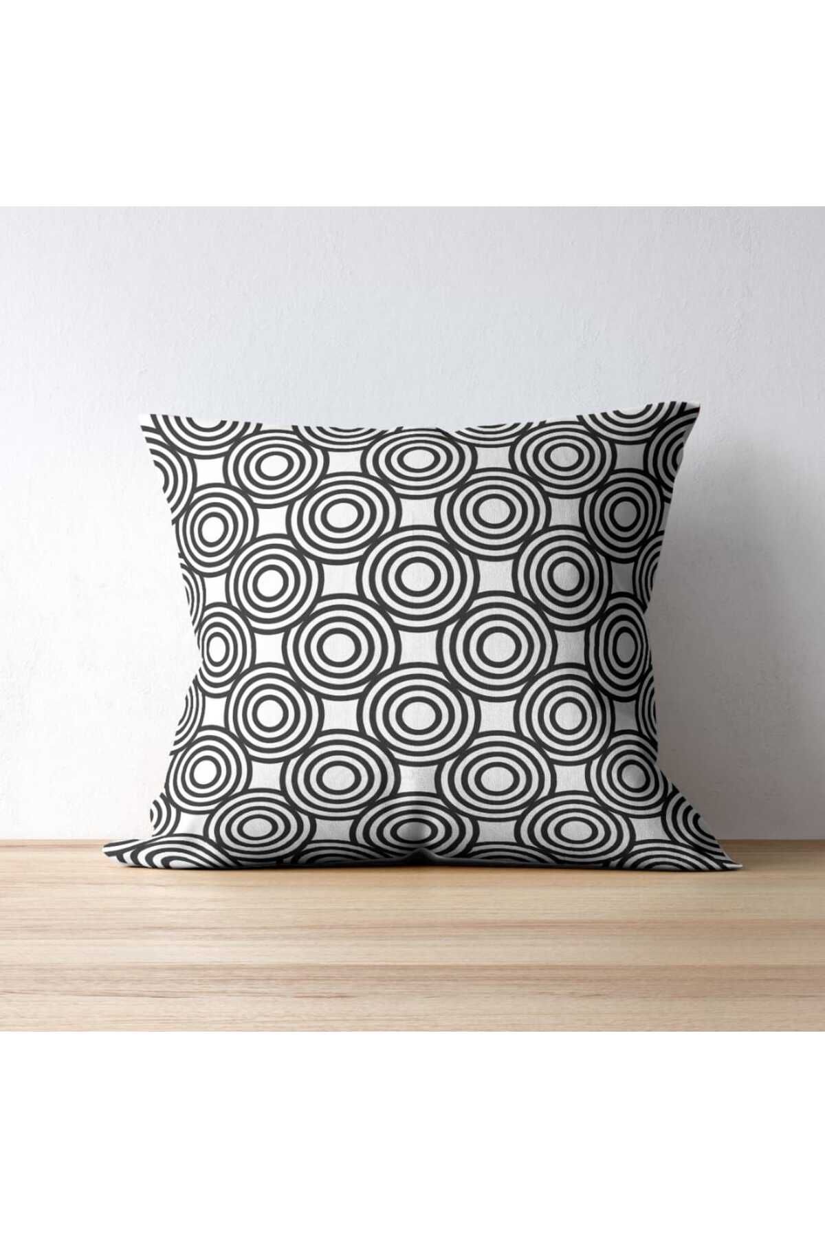 GMhome 4'lü Modern Geometrik Desenli Kırlent Kılıf seti - Siyah Beyaz Dijital Baskı, 43 x 43