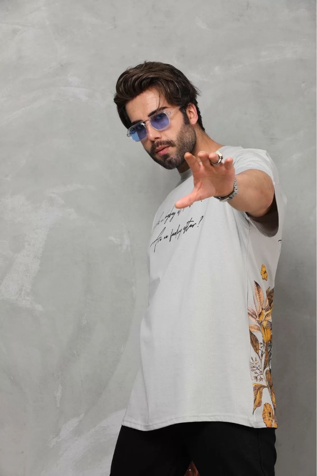 İndigo Park Erkek tişört Unisex Bisiklet Yaka Tişört Baskılı Oversize T-Shirt
