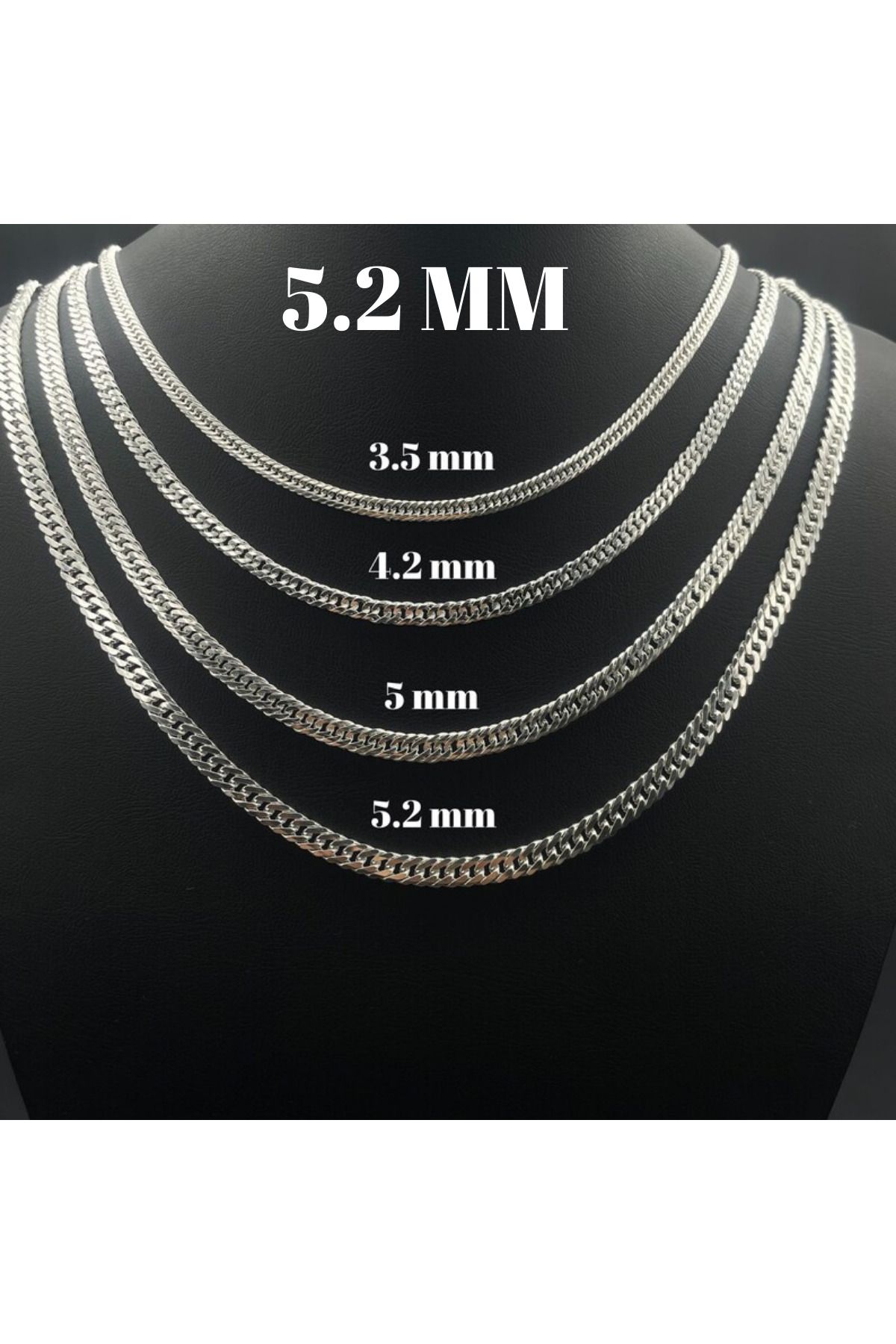 Parlak Gümüş 925 Ayar Düz Gurmet Erkek Zincir Kolye - 5 mm Gurmet Gümüş Kolye