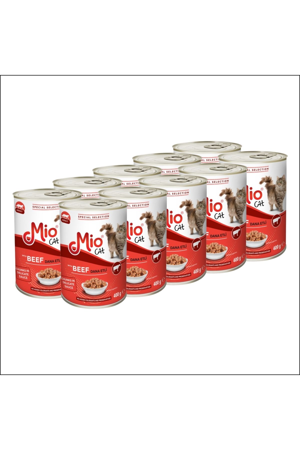 MİO Pachet 10 Conserve Pentru Pisici, ️ Mio Cat 400 G, Hrana Umeda Premium, Hrana Pisici Adulte, Vitel - One Size