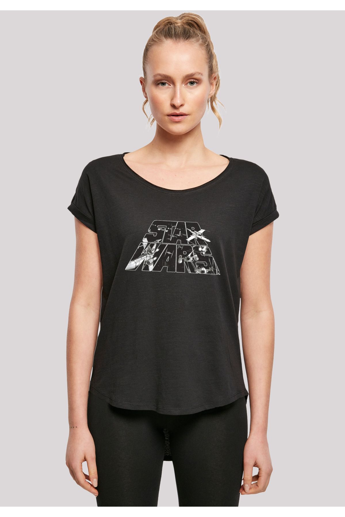 F4NT4STIC-Damen Star Wars Logo Space Sketch mit Ladies Long Slub T-Shirt 3
