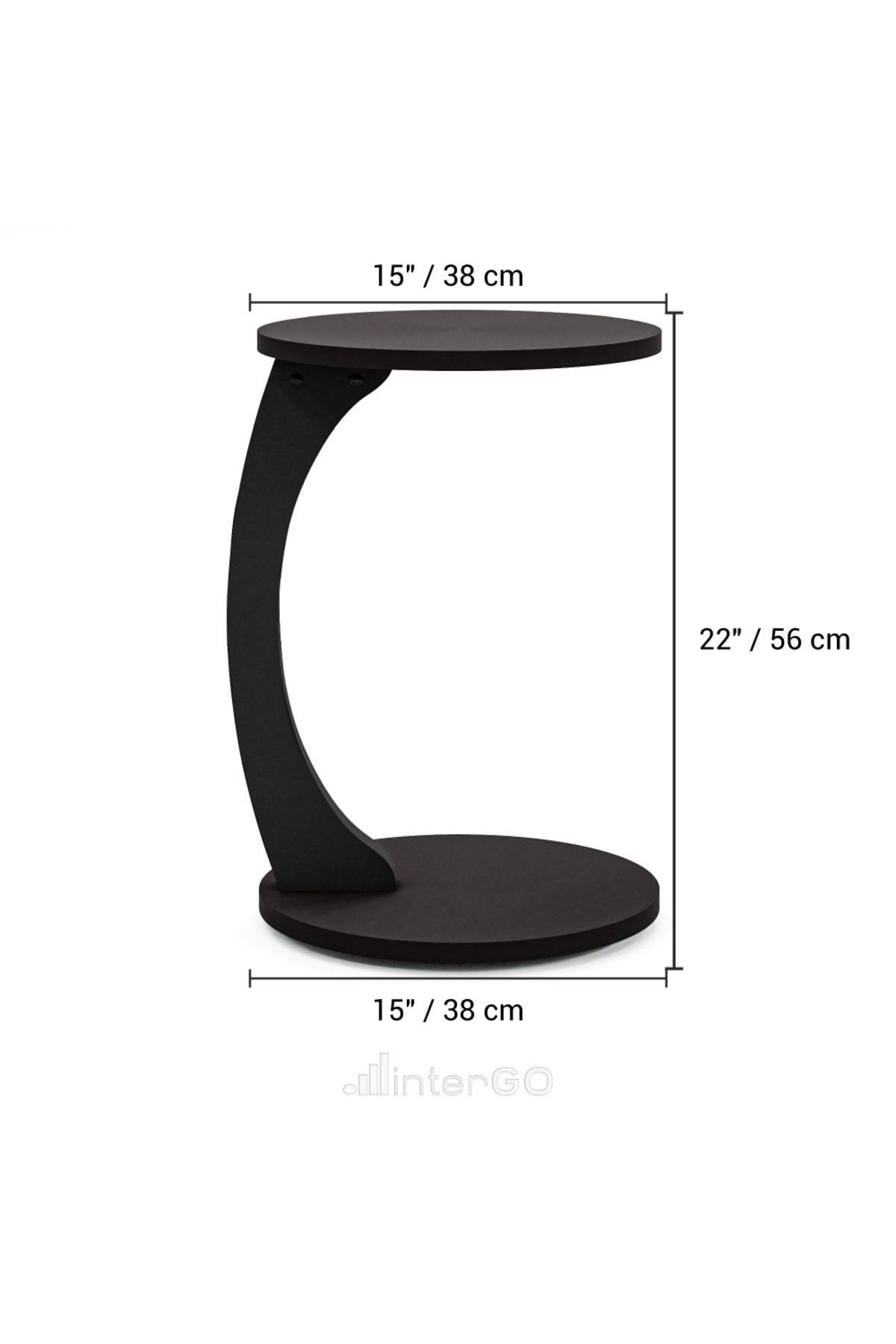 interGO-C-shaped Round End Table With Rolling Wheels - Black 3