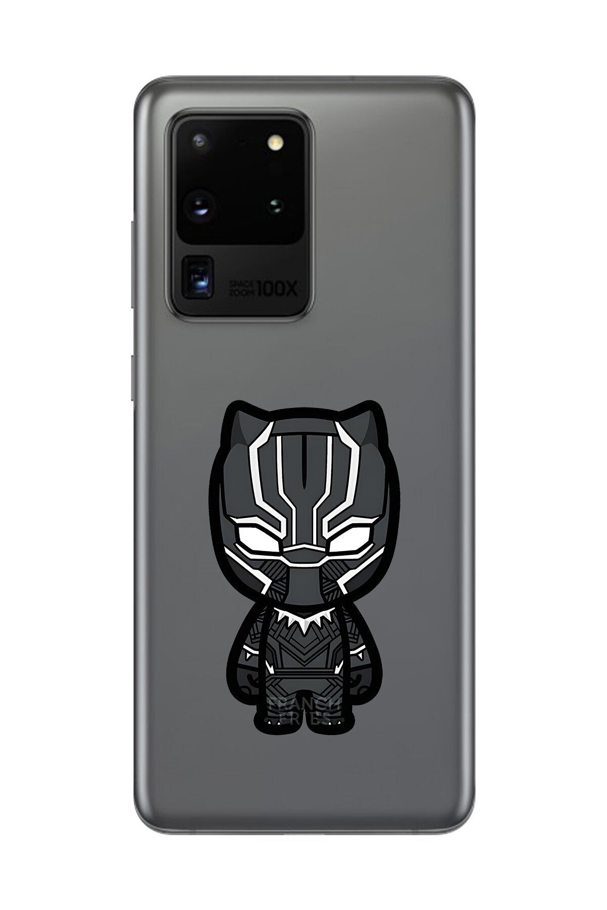 Dali Design Galaxy S20 Ultra Uyumlu Şeffaf Kılıf Chibi Black Panther 6 Tasarımlı