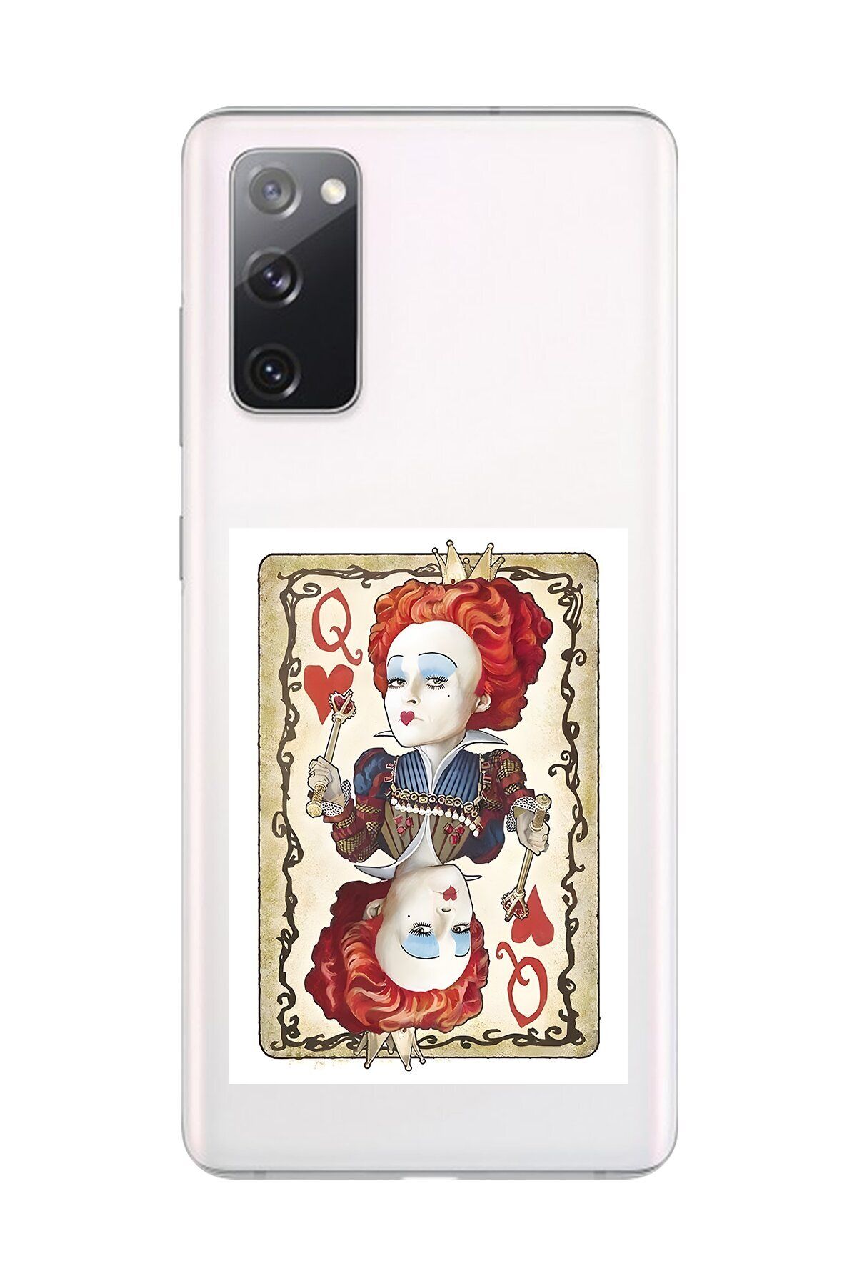 Dali Design Galaxy S20 FE Uyumlu Şeffaf Kılıf Kartlar Queen 3 Tasarımlı