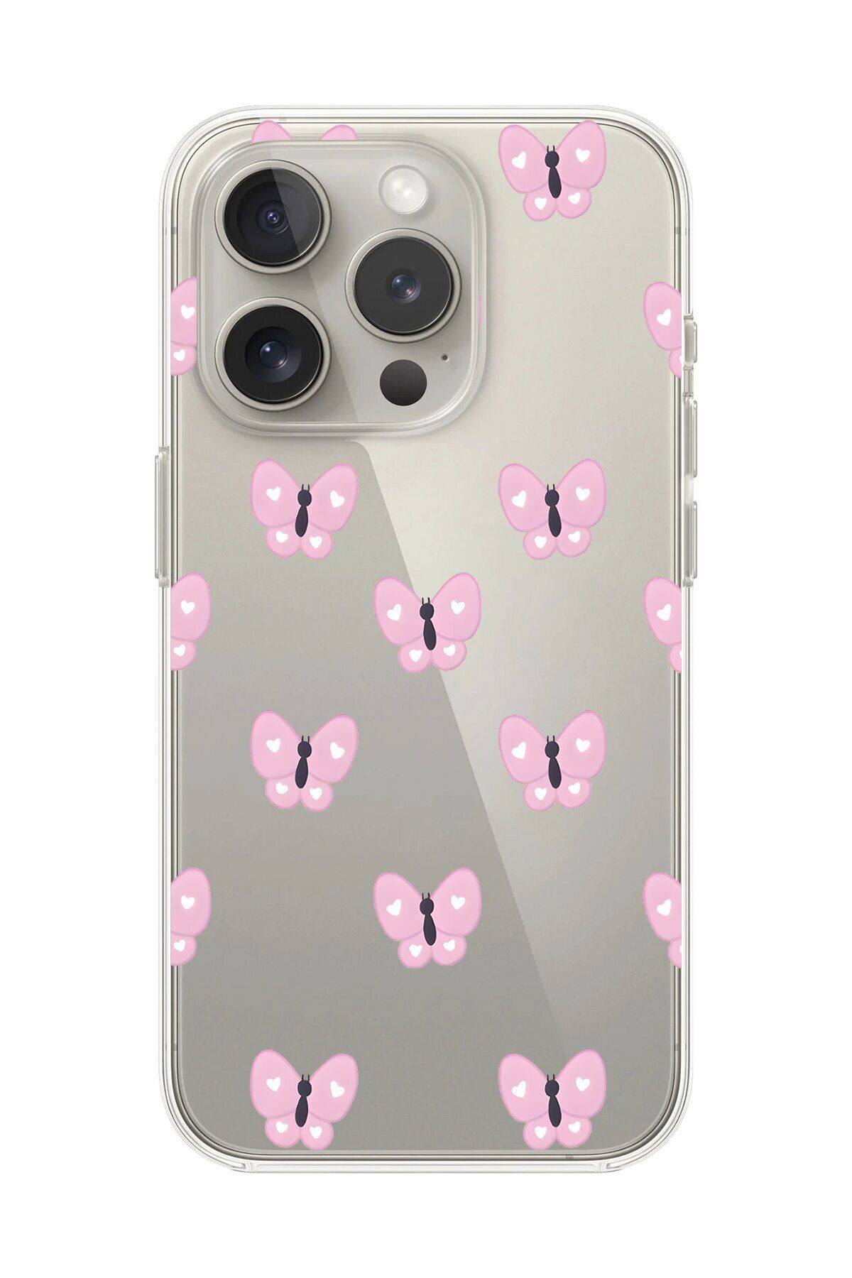 Dali Design iPhone 16 Pro Max Uyumlu Şeffaf Kılıf Şeffaf Şeffaf Kelebek 1 Tasarımlı