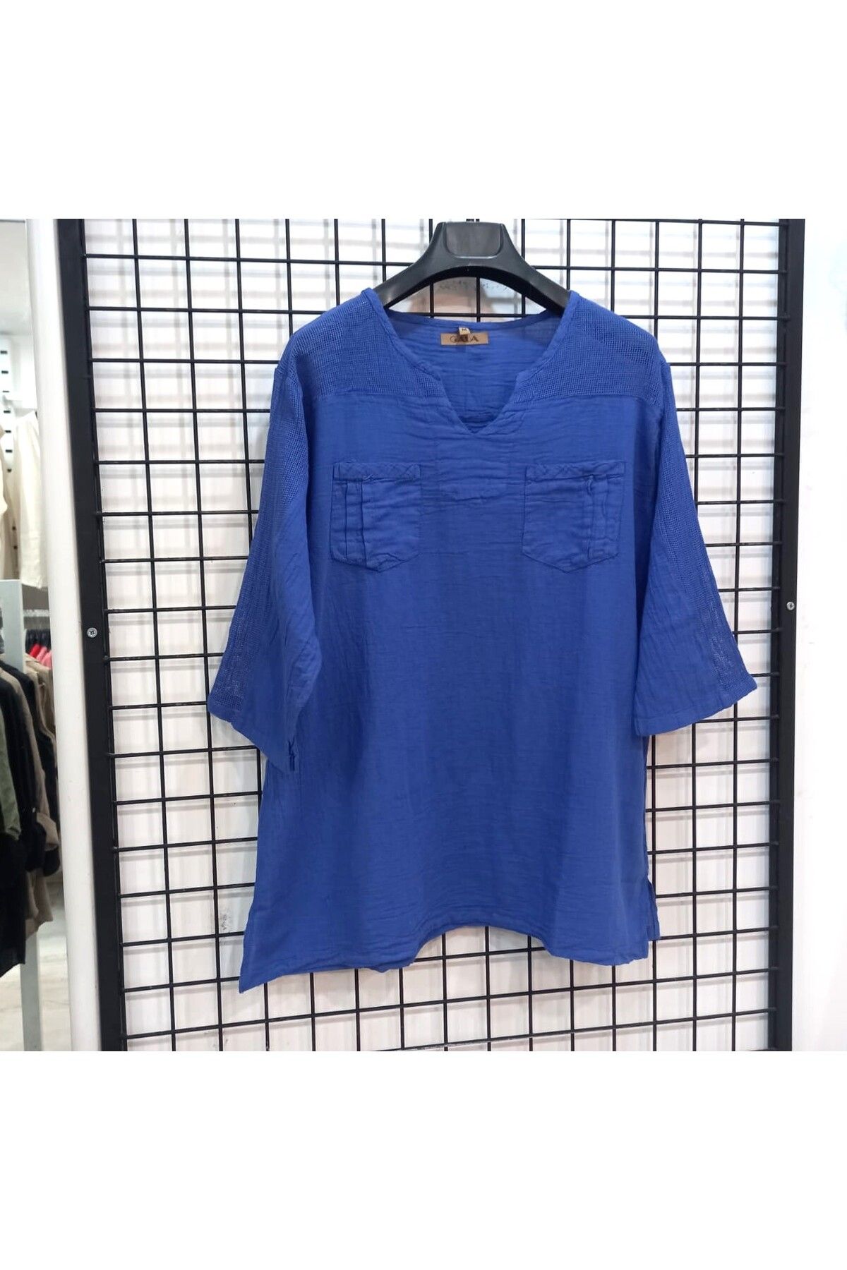 Butik Şans File Detaylı Cepli Truvakar Kol Bluz