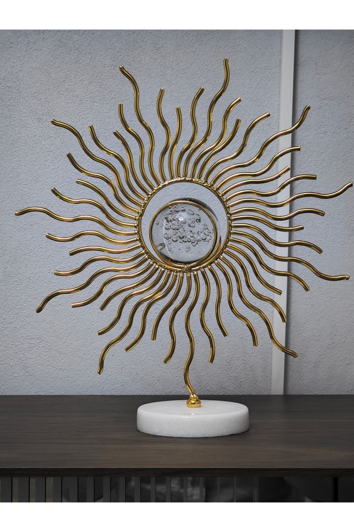 Premium Home Avangart Dekoratif Aksesuar Metal Güneş Modeli 2`Li Takım