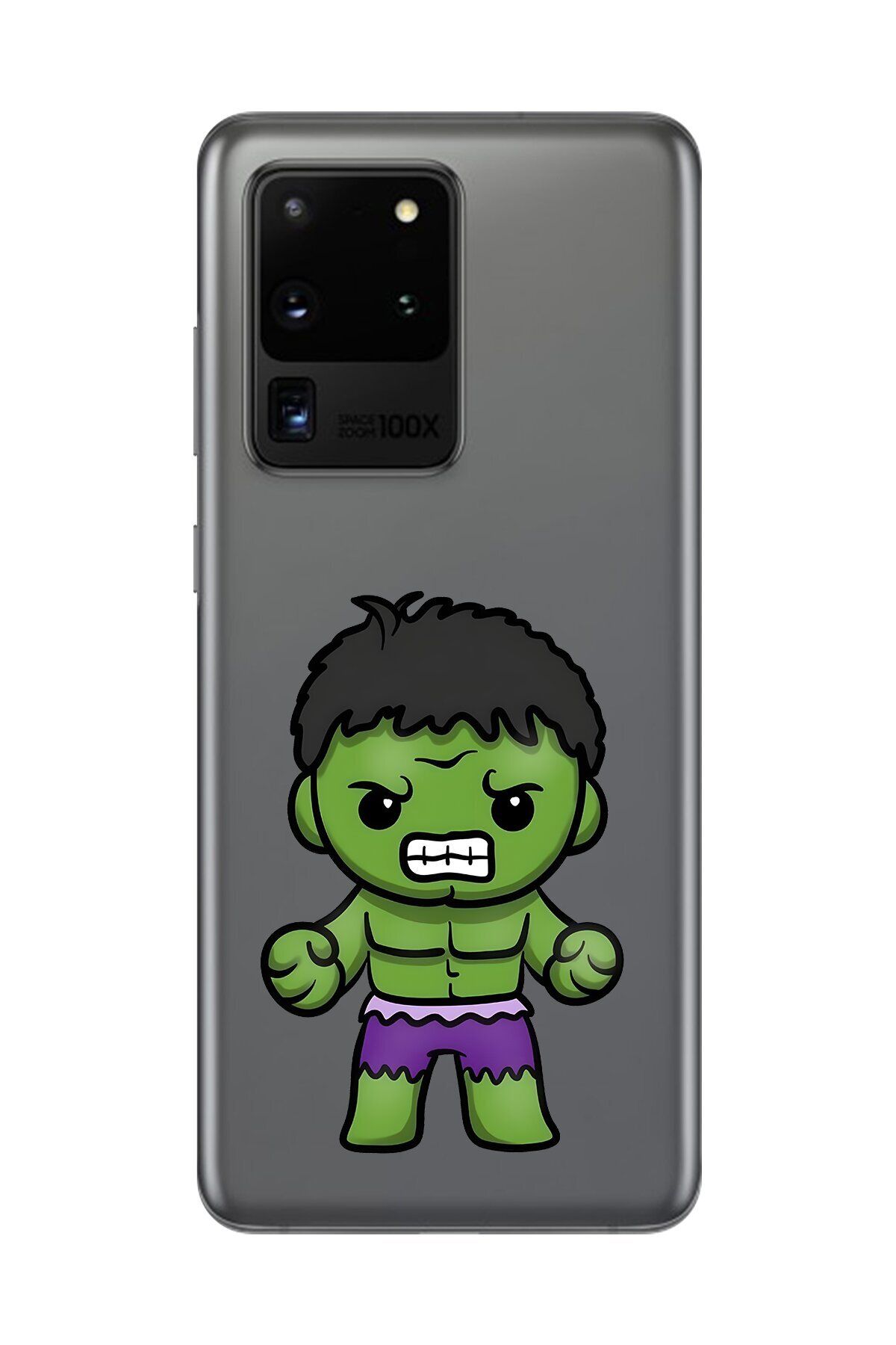 Dali Design Galaxy S20 Ultra Uyumlu Şeffaf Kılıf Chibi Hulk 3 Tasarımlı