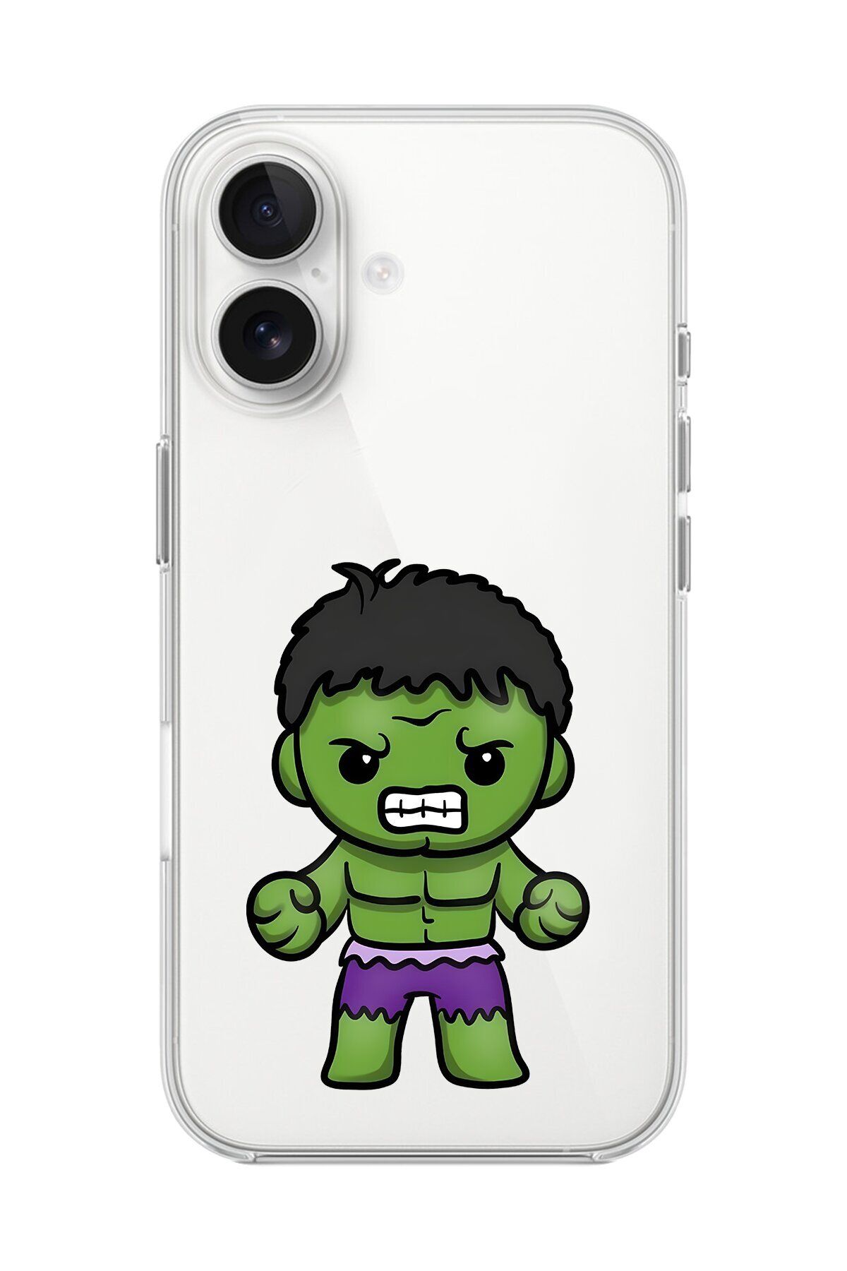 Dali Design iPhone 16 Plus Uyumlu Şeffaf Kılıf Chibi Hulk 3 Tasarımlı