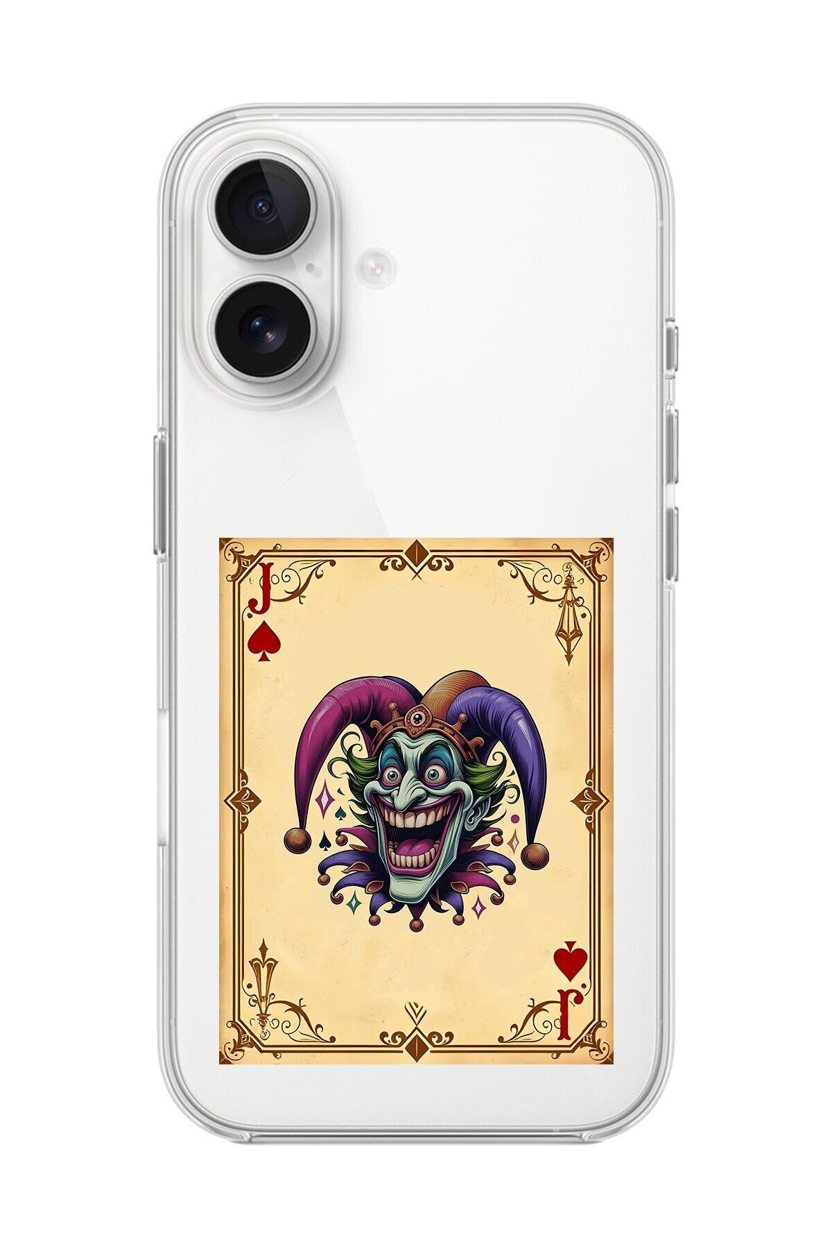 Dali Design iPhone 16 Uyumlu Şeffaf Kılıf Kartlar Joker 2 Tasarımlı