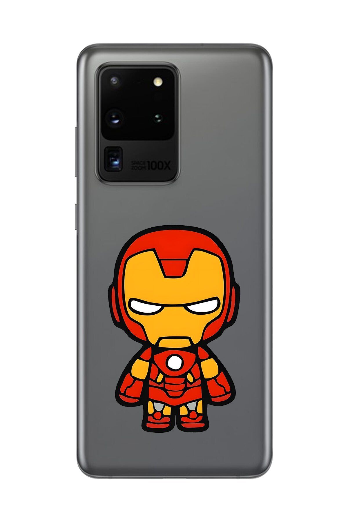 Dali Design Galaxy S20 Ultra Uyumlu Şeffaf Kılıf Chibi Iron-Man 2 Tasarımlı