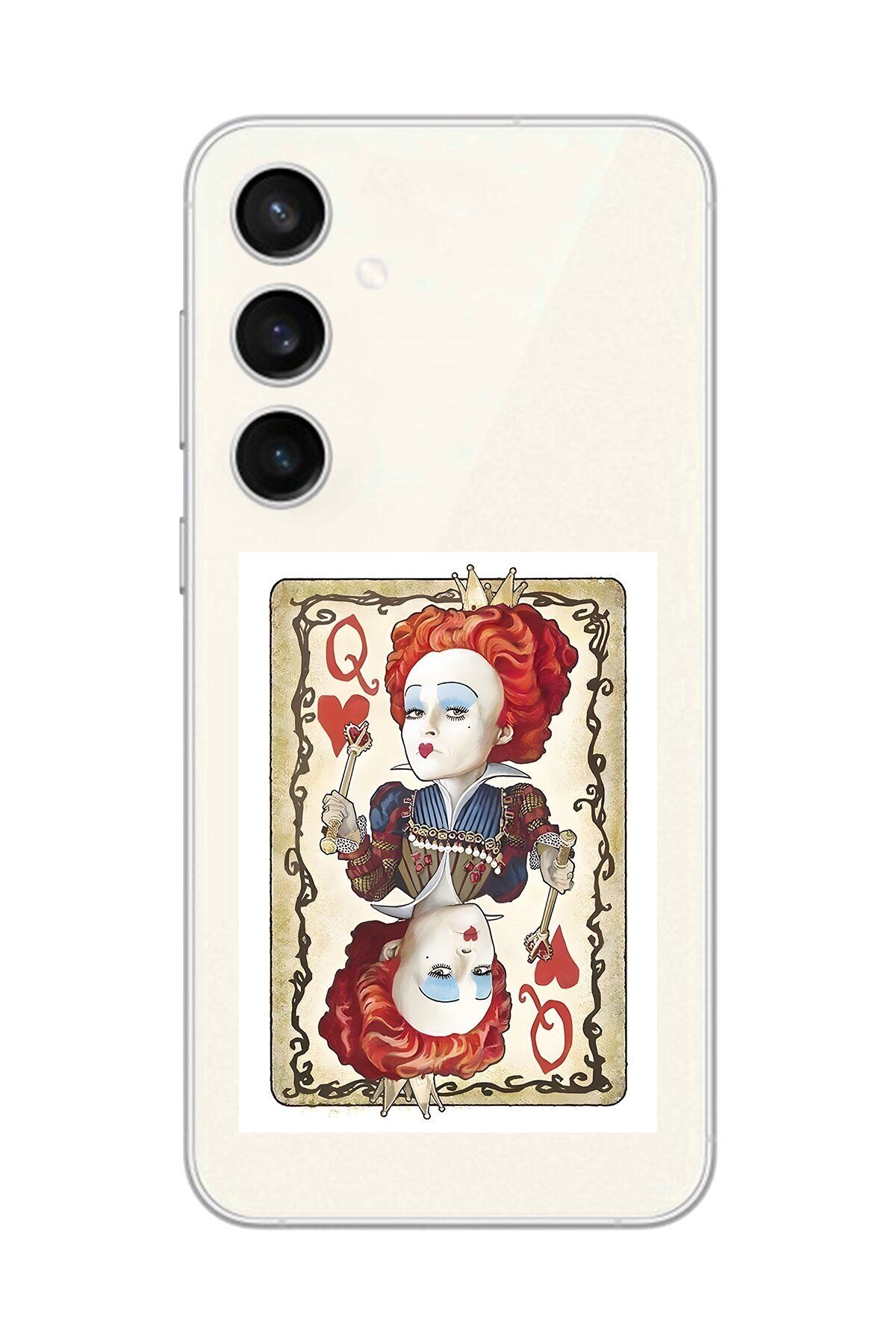 Dali Design Galaxy S23 Uyumlu Şeffaf Kılıf Kartlar Queen 3 Tasarımlı