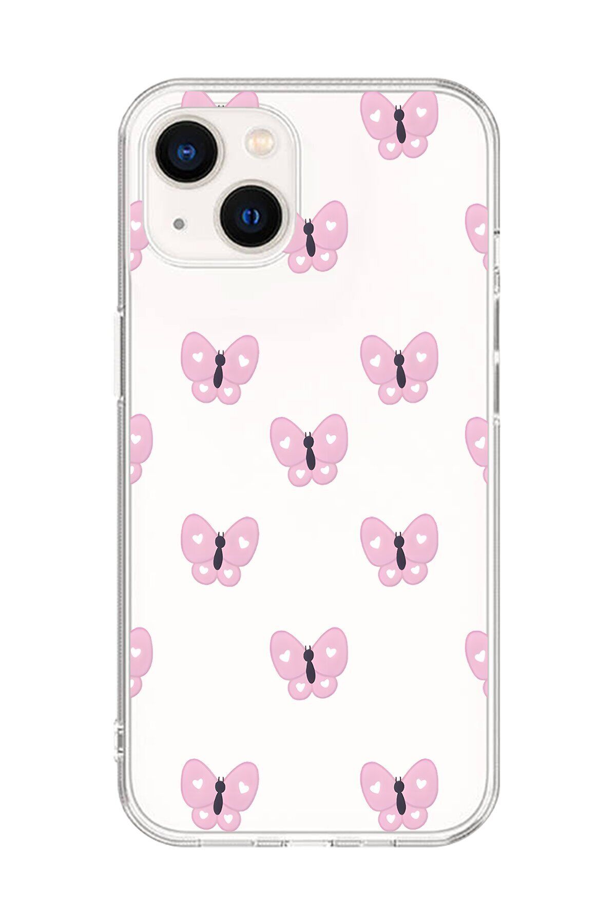 Dali Design iPhone 13 Uyumlu Şeffaf Kılıf Şeffaf Şeffaf Kelebek 1 Tasarımlı