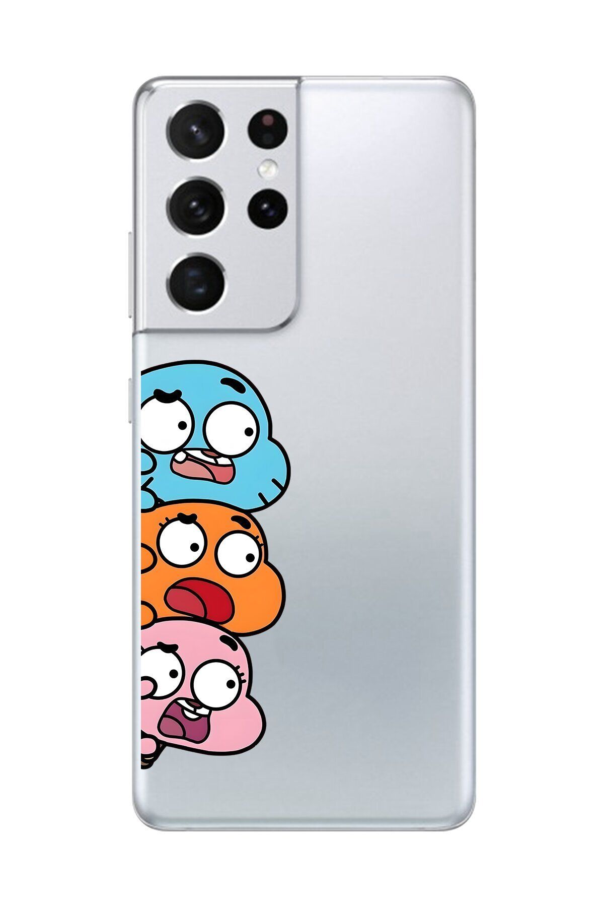Dali Design Galaxy S21 Ultra Uyumlu Şeffaf Kılıf Cartoon Gumball 6 Tasarımlı