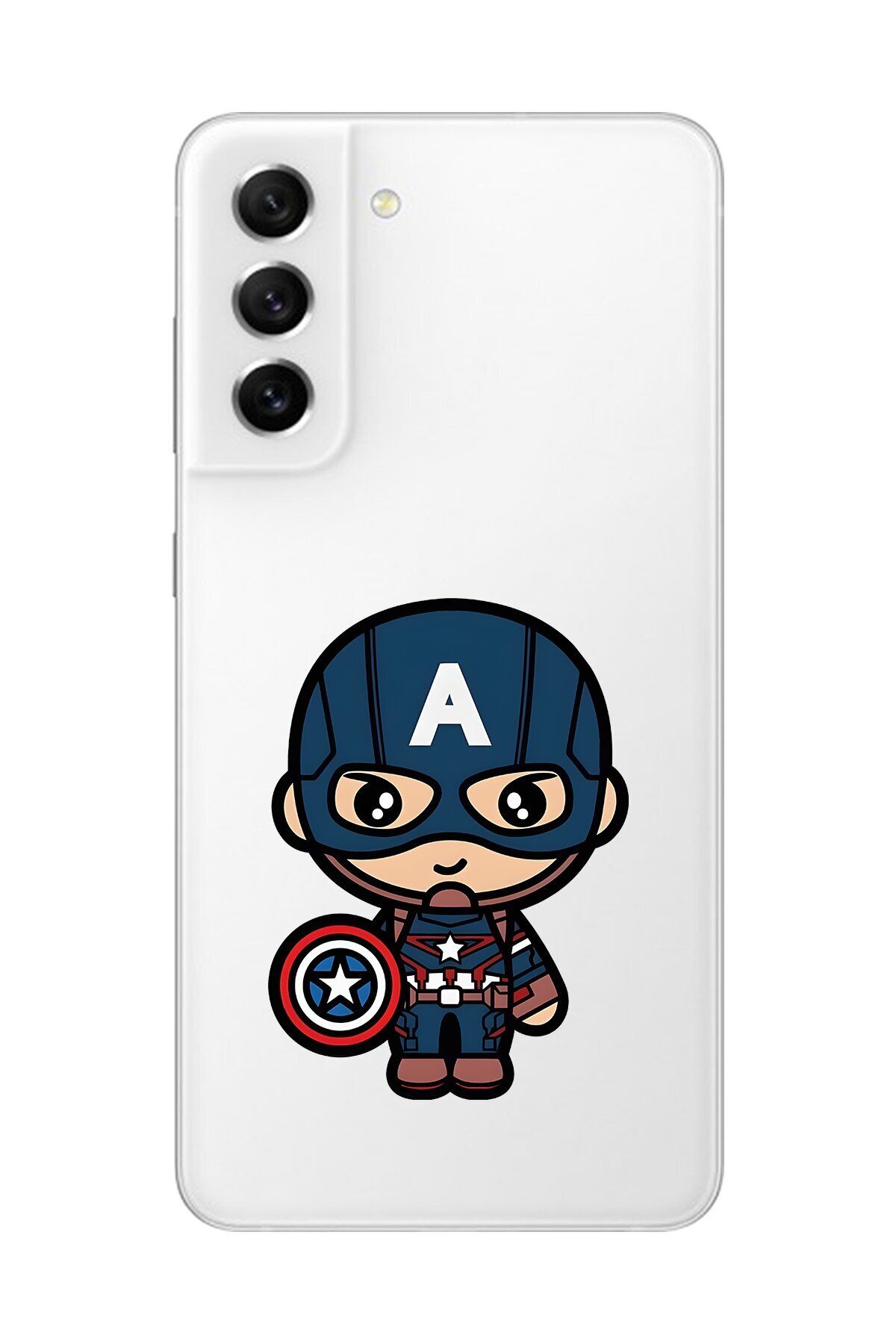 Dali Design Samsung Galaxy S21 FE Uyumlu Şeffaf Kılıf Chibi Captain America 4 Tasarımlı