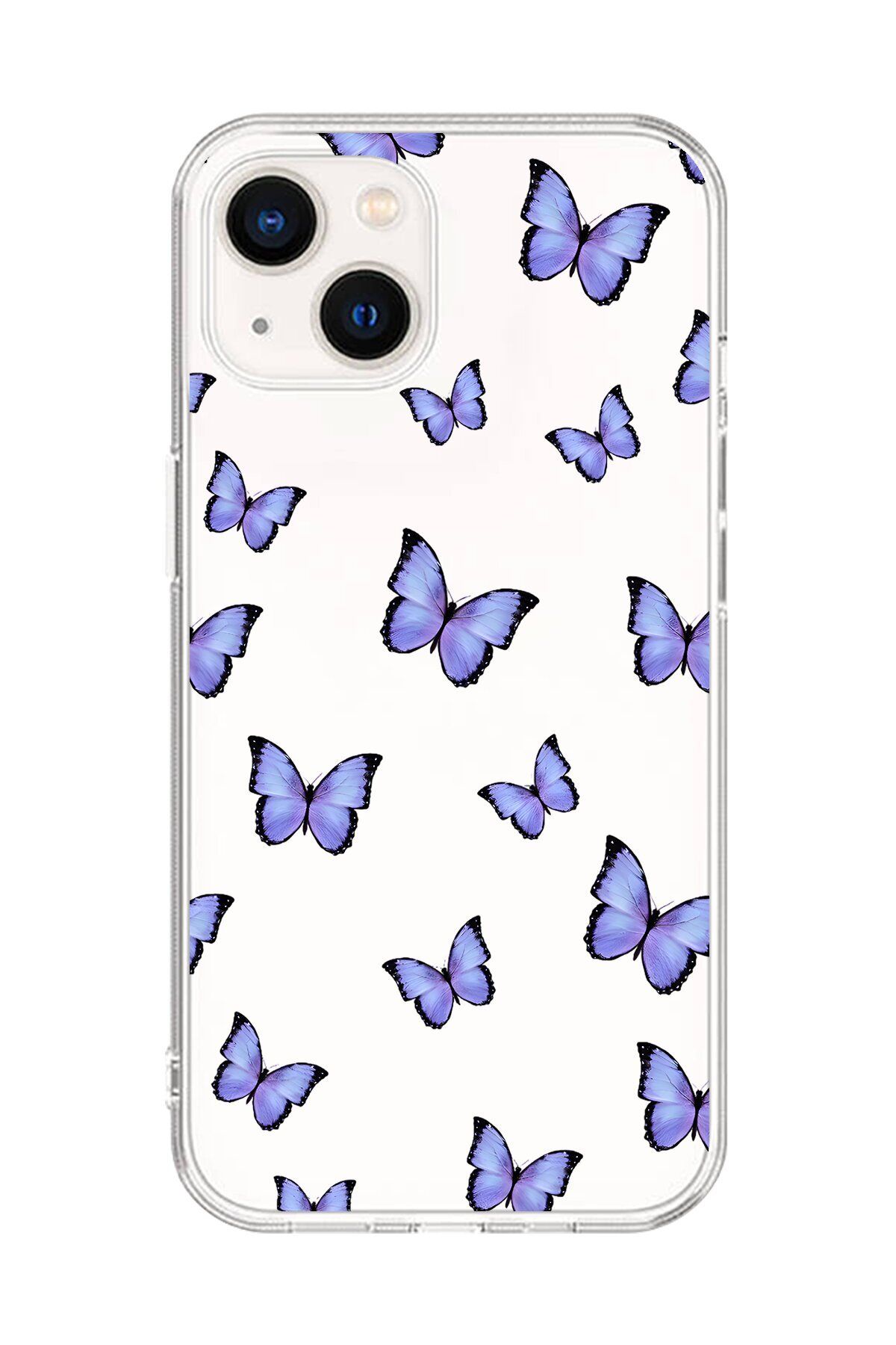 Dali Design iPhone 13 Uyumlu Şeffaf Kılıf Şeffaf Şeffaf Kelebek 3 Tasarımlı