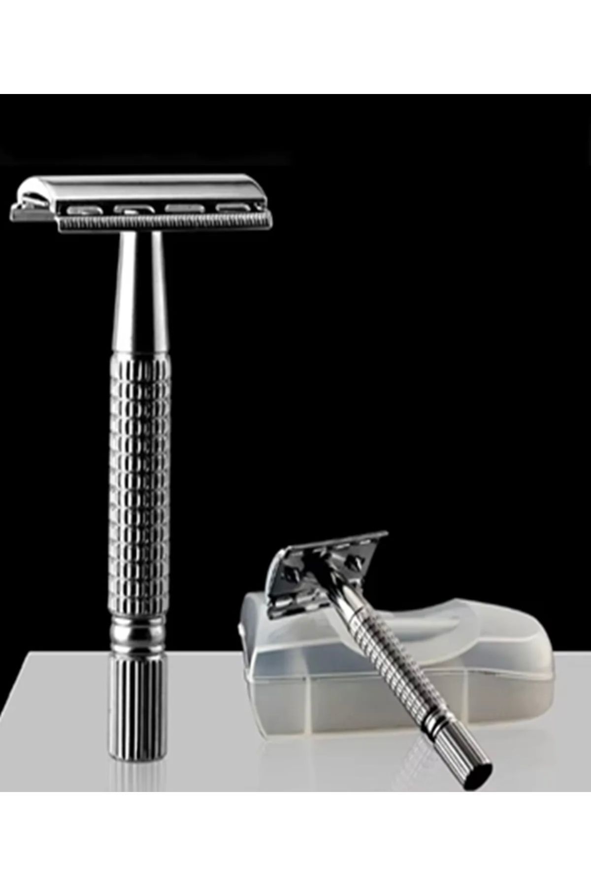 teknotrust Rimei Razor Paslanmaz Çelik Geleneksel Tıraş Aleti Manuel Tıraş Makinesi 10 Yaprak Jilet Hediyeli