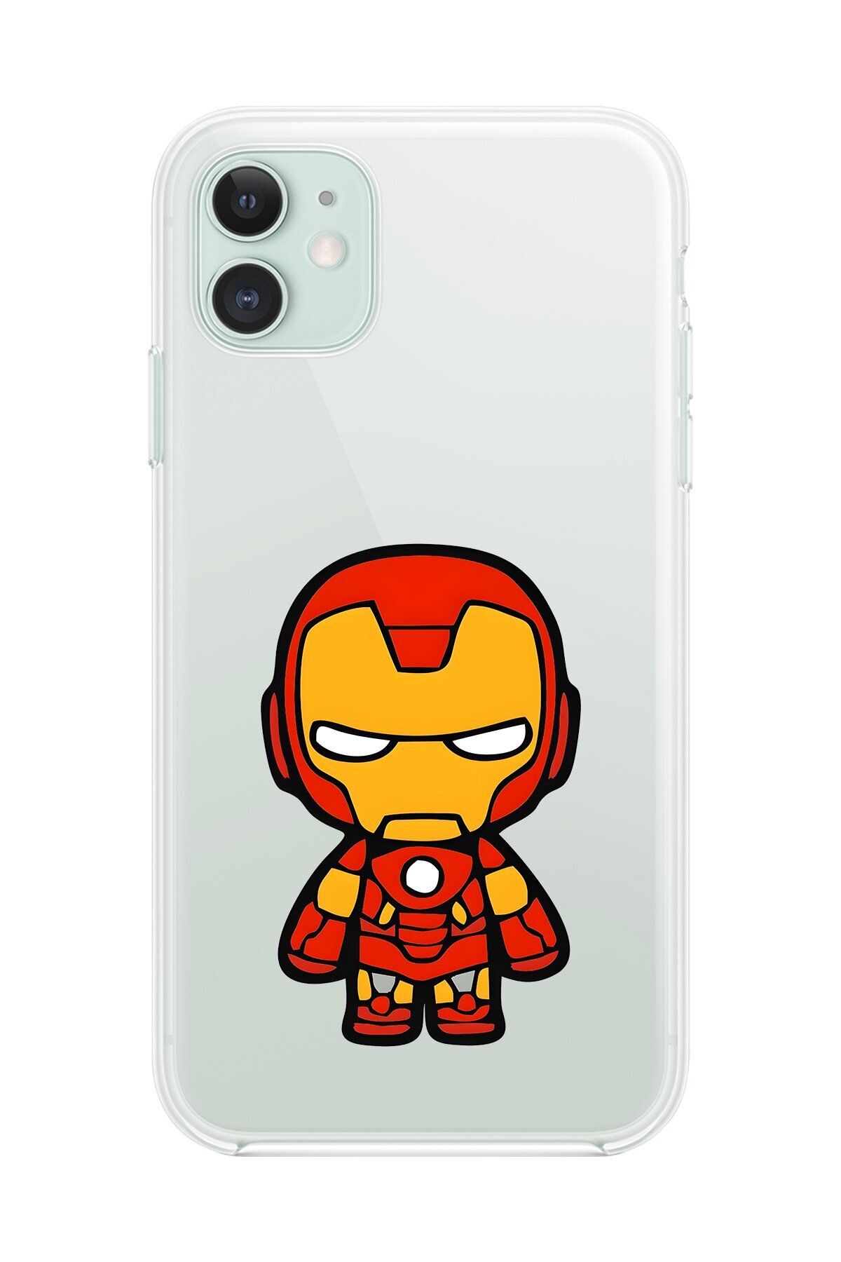 Dali Design iPhone 11 Uyumlu Şeffaf Kılıf Chibi Iron-Man 2 Tasarımlı