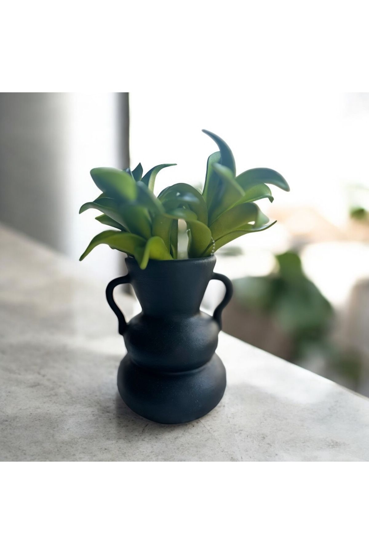 Baykuşca Siyah, Boğumlu, Seramik, Pinterest Vazo 16 cm