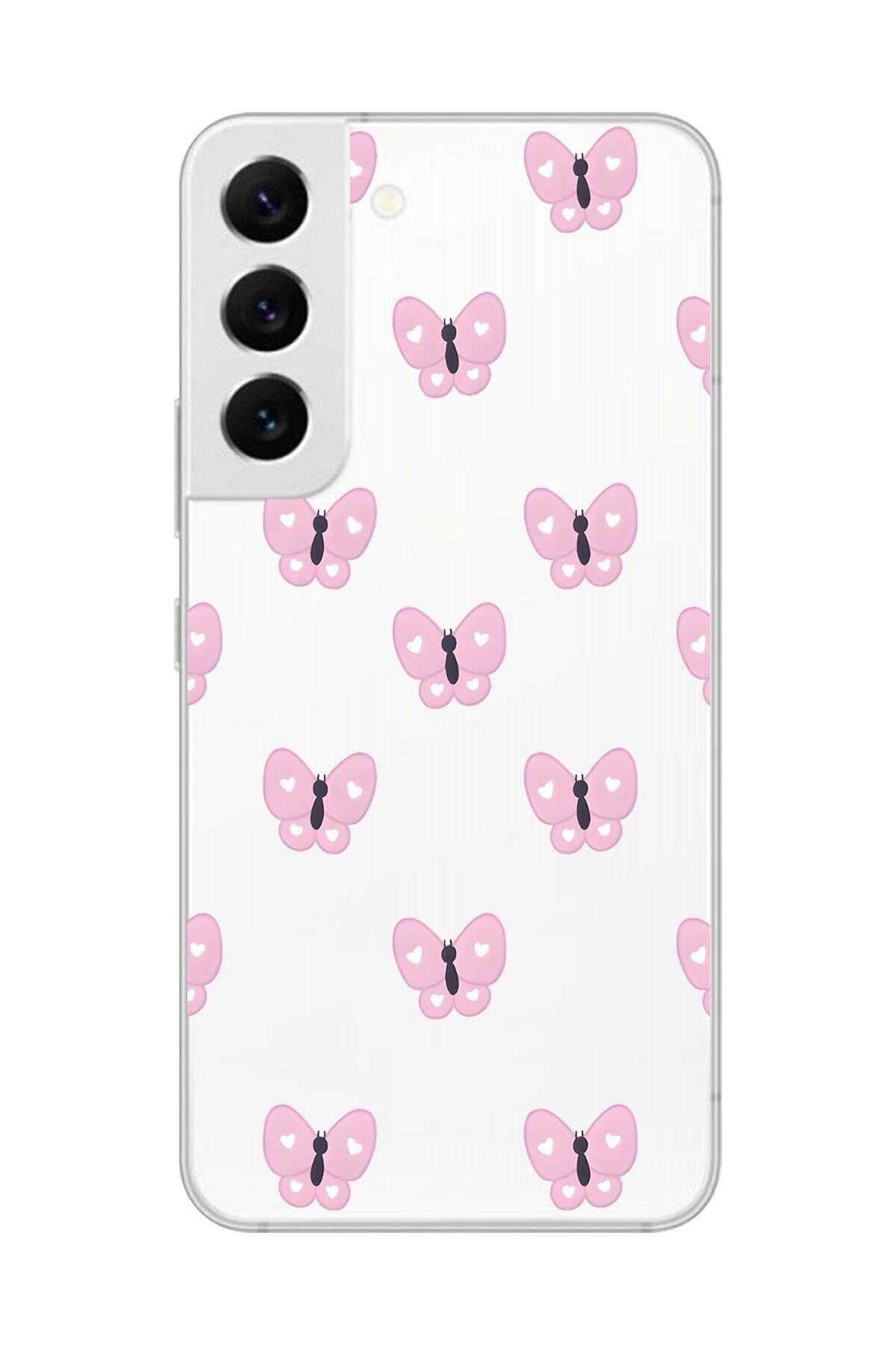 Dali Design Galaxy S22 Uyumlu Şeffaf Kılıf Şeffaf Şeffaf Kelebek 1 Tasarımlı