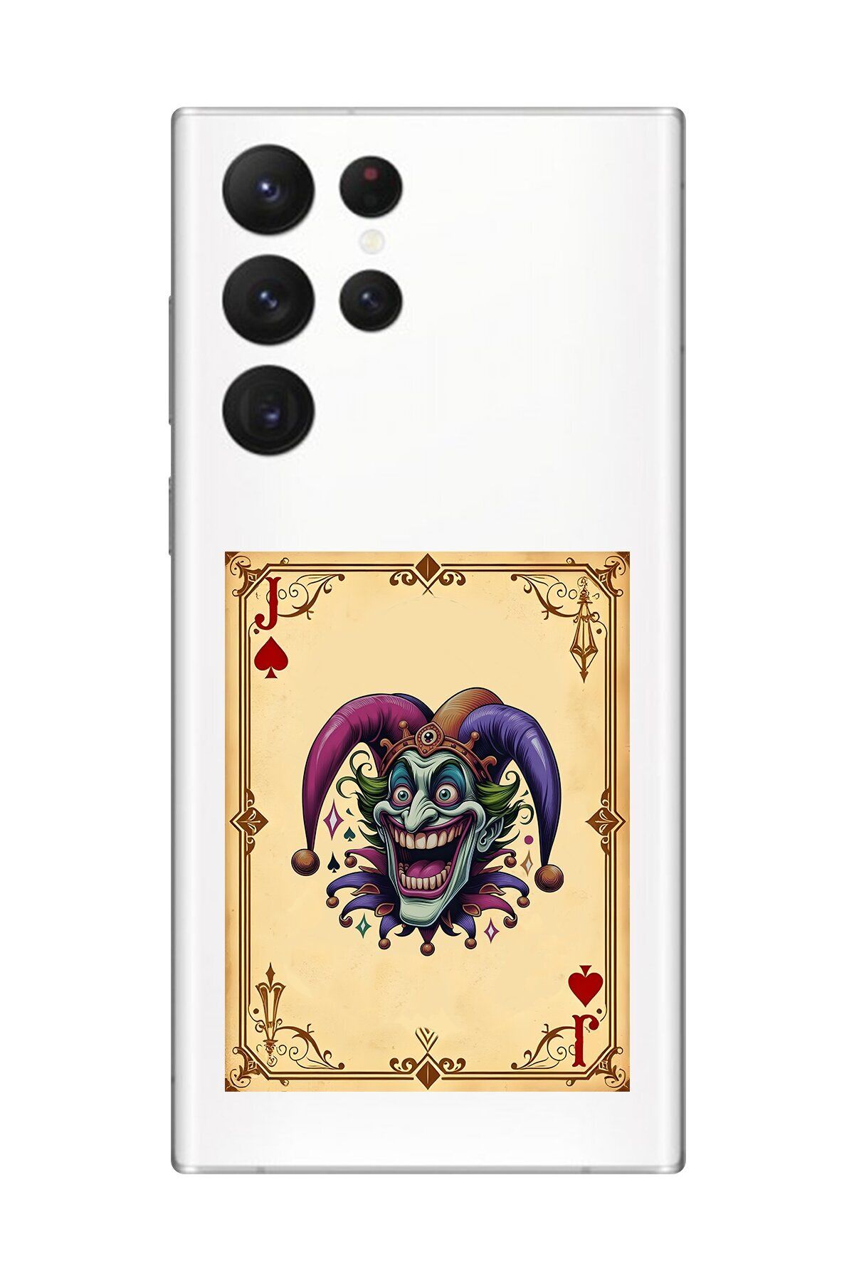 Dali Design Galaxy S22 Ultra Uyumlu Şeffaf Kılıf Kartlar Joker 2 Tasarımlı