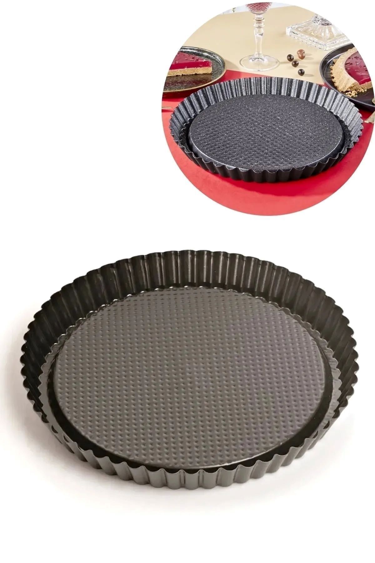 Parland Döküm Granit Torte Model Kek Pasta Kalıbı Dilimli Turta Kek Kalıbı Siyah 28cm