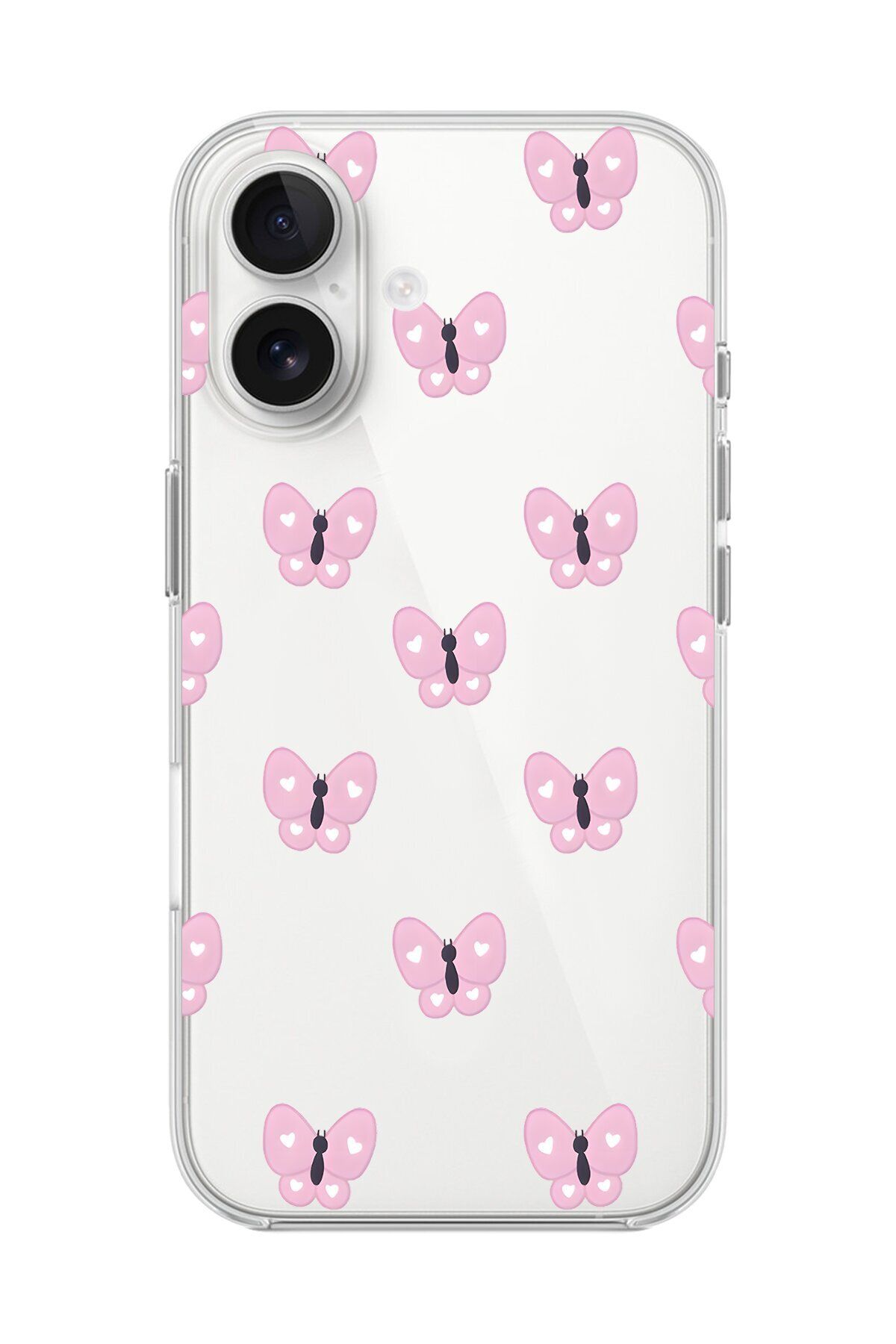 Dali Design iPhone 16 Plus Uyumlu Şeffaf Kılıf Şeffaf Şeffaf Kelebek 1 Tasarımlı