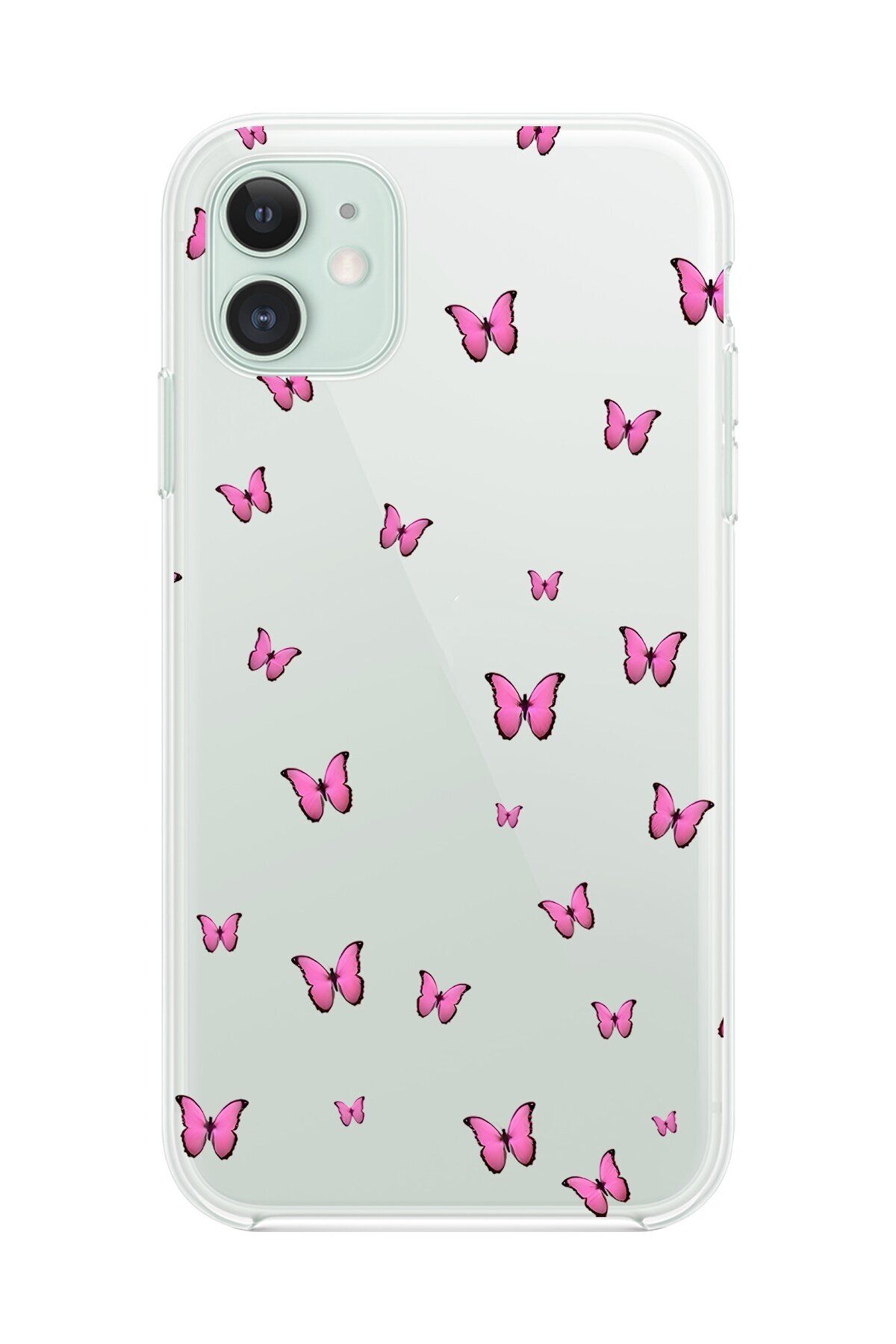 Dali Design iPhone 11 Uyumlu Şeffaf Kılıf Şeffaf Şeffaf Kelebek 2 Tasarımlı