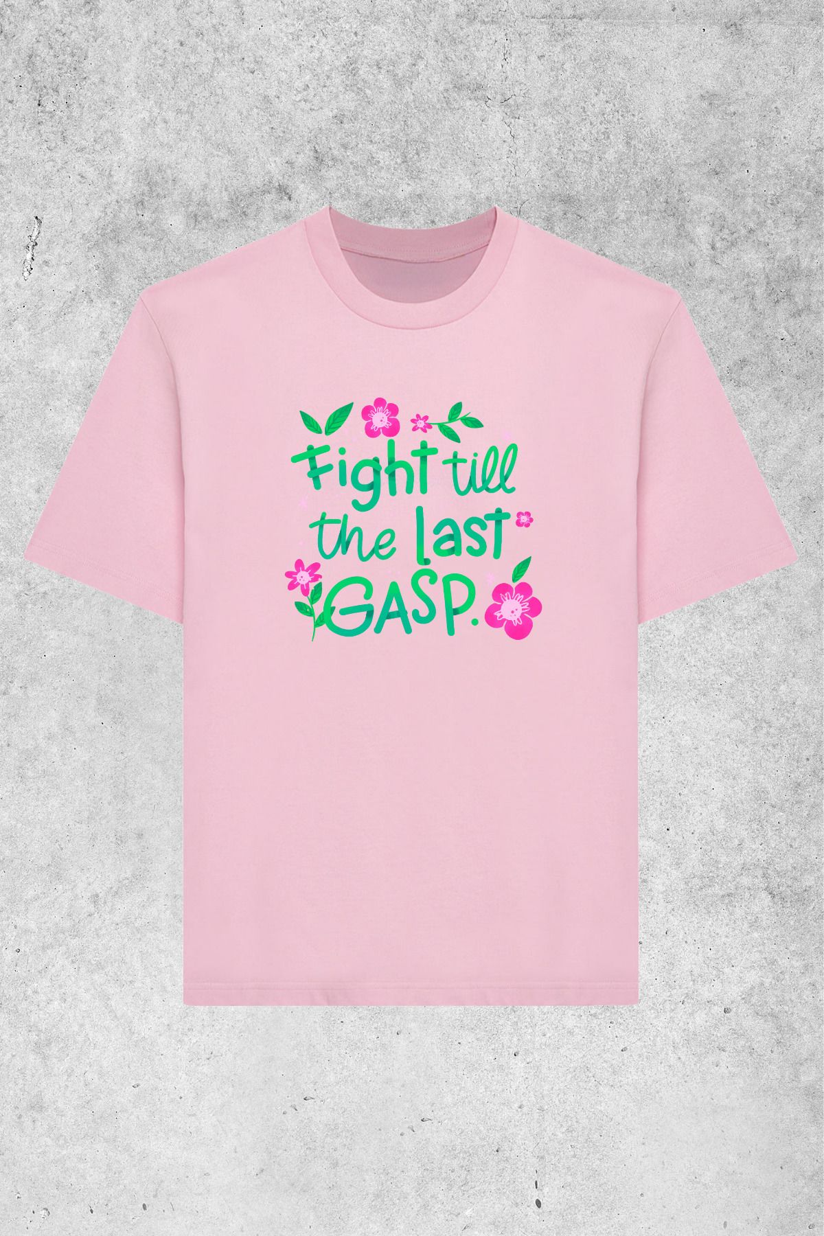 MOLICO Basic unisex sıfır yaka kısa kollu FİGHT TİLL baskılı tshirt