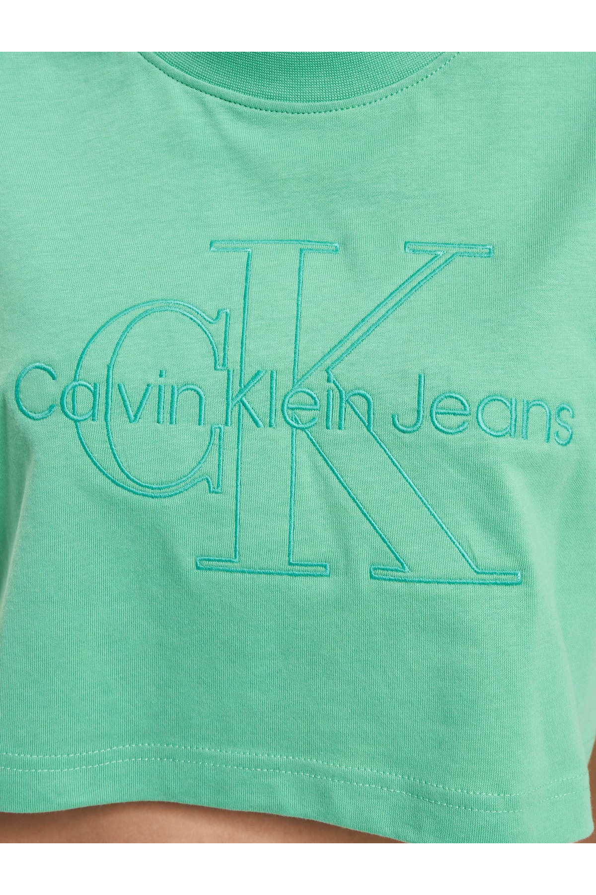 Calvin Klein-Damen Calvin Klein Jeans Monologo Cropped T-Shirt 4