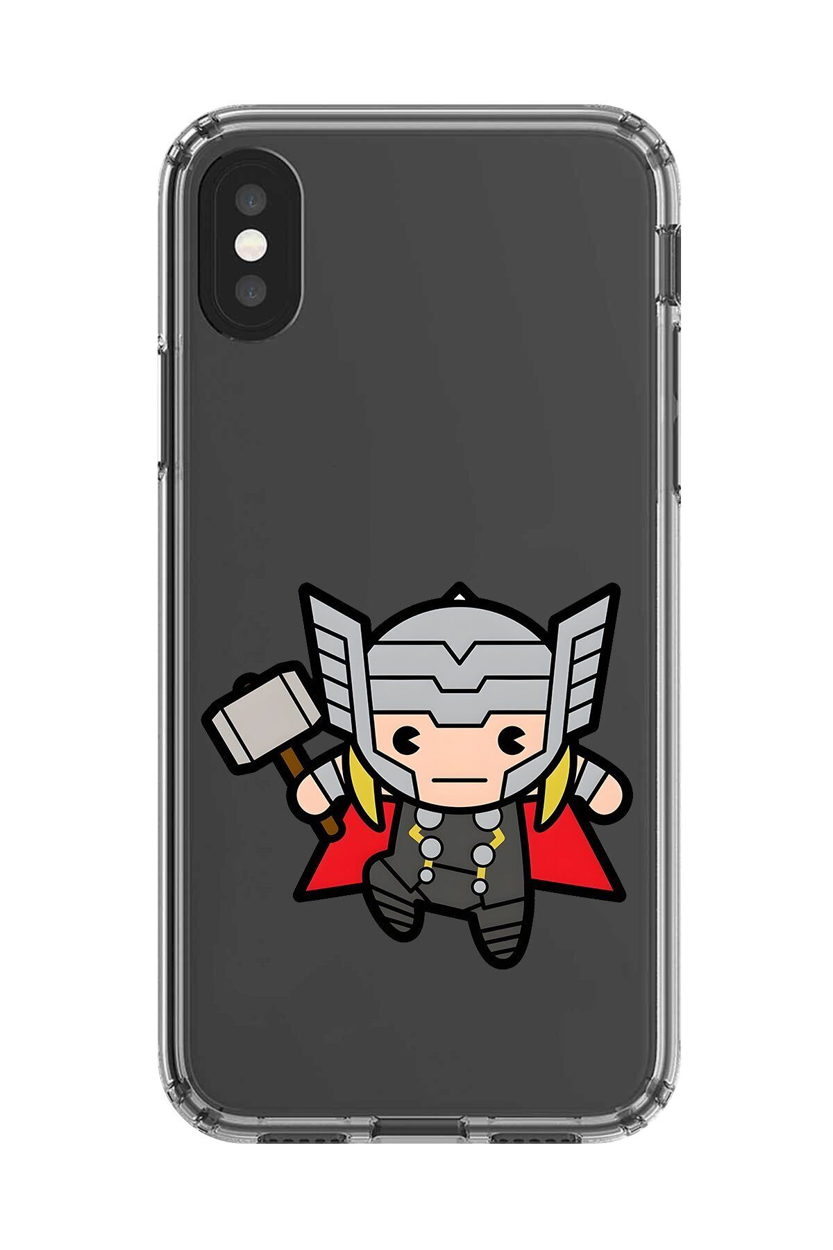 Dali Design iPhone X Uyumlu Şeffaf Kılıf Chibi Thor 5 Tasarımlı
