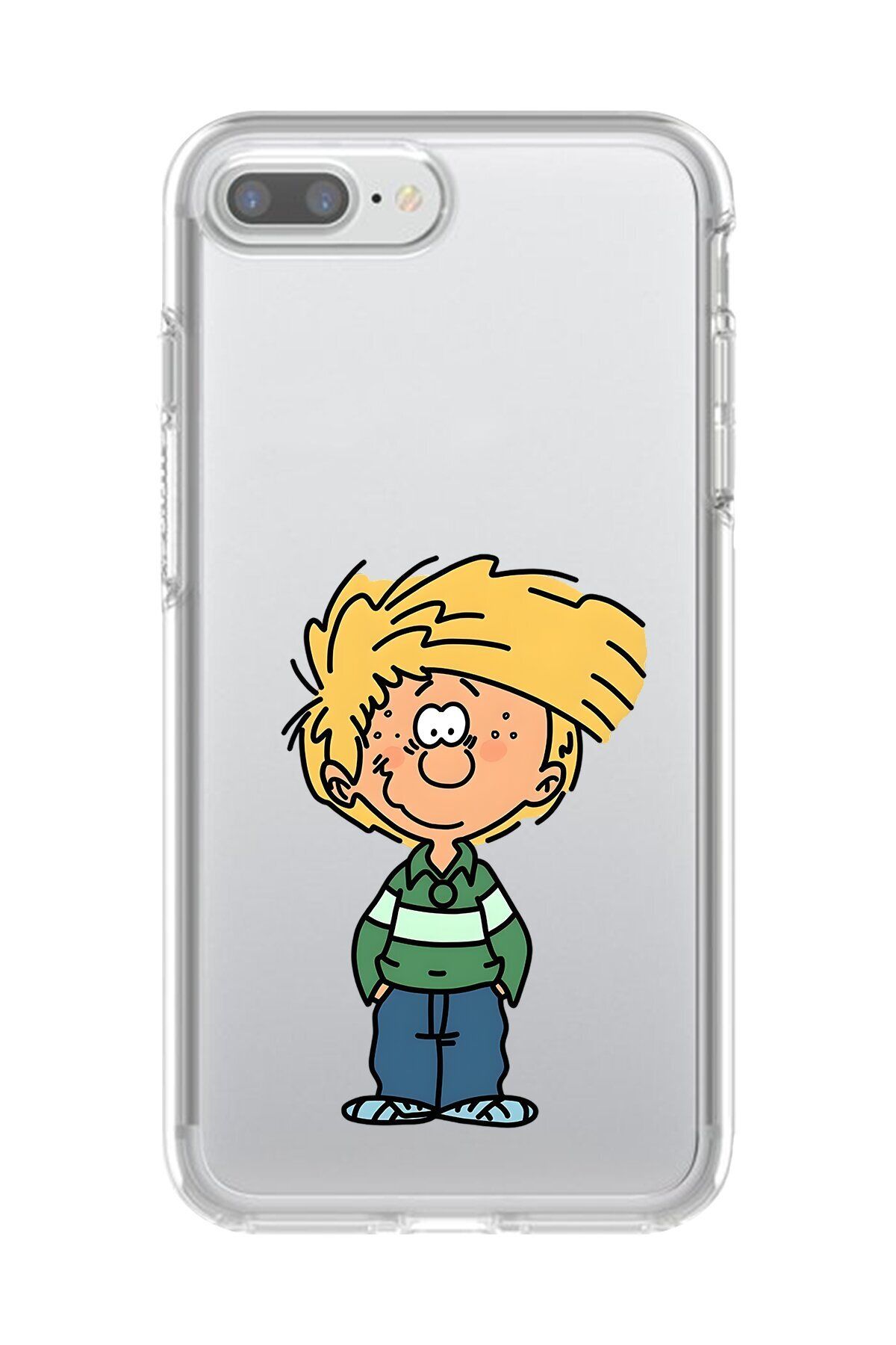Dali Design iPhone 7 Plus Uyumlu Şeffaf Kılıf Cartoon Cedric 2 Tasarımlı