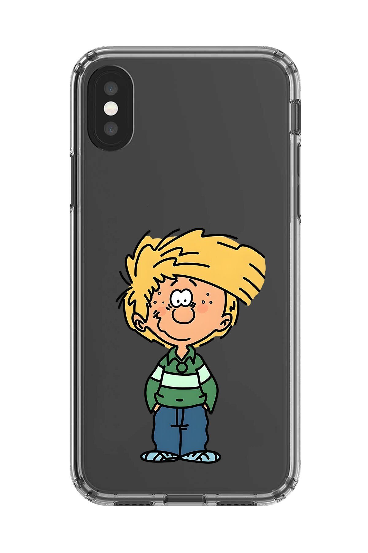 Dali Design iPhone XS Uyumlu Şeffaf Kılıf Cartoon Cedric 2 Tasarımlı