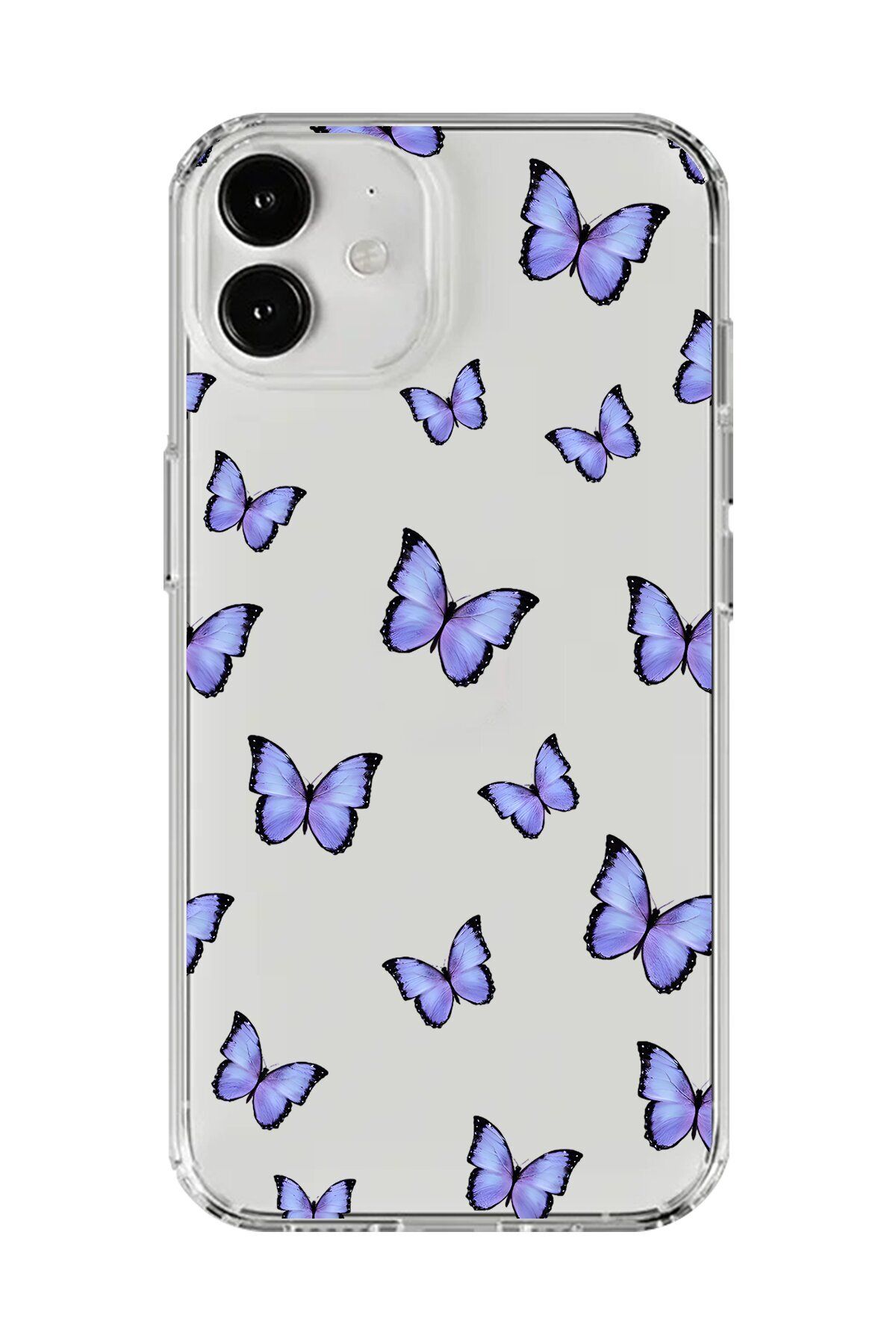 Dali Design iPhone 12 Mini Uyumlu Şeffaf Kılıf Şeffaf Şeffaf Kelebek 3 Tasarımlı