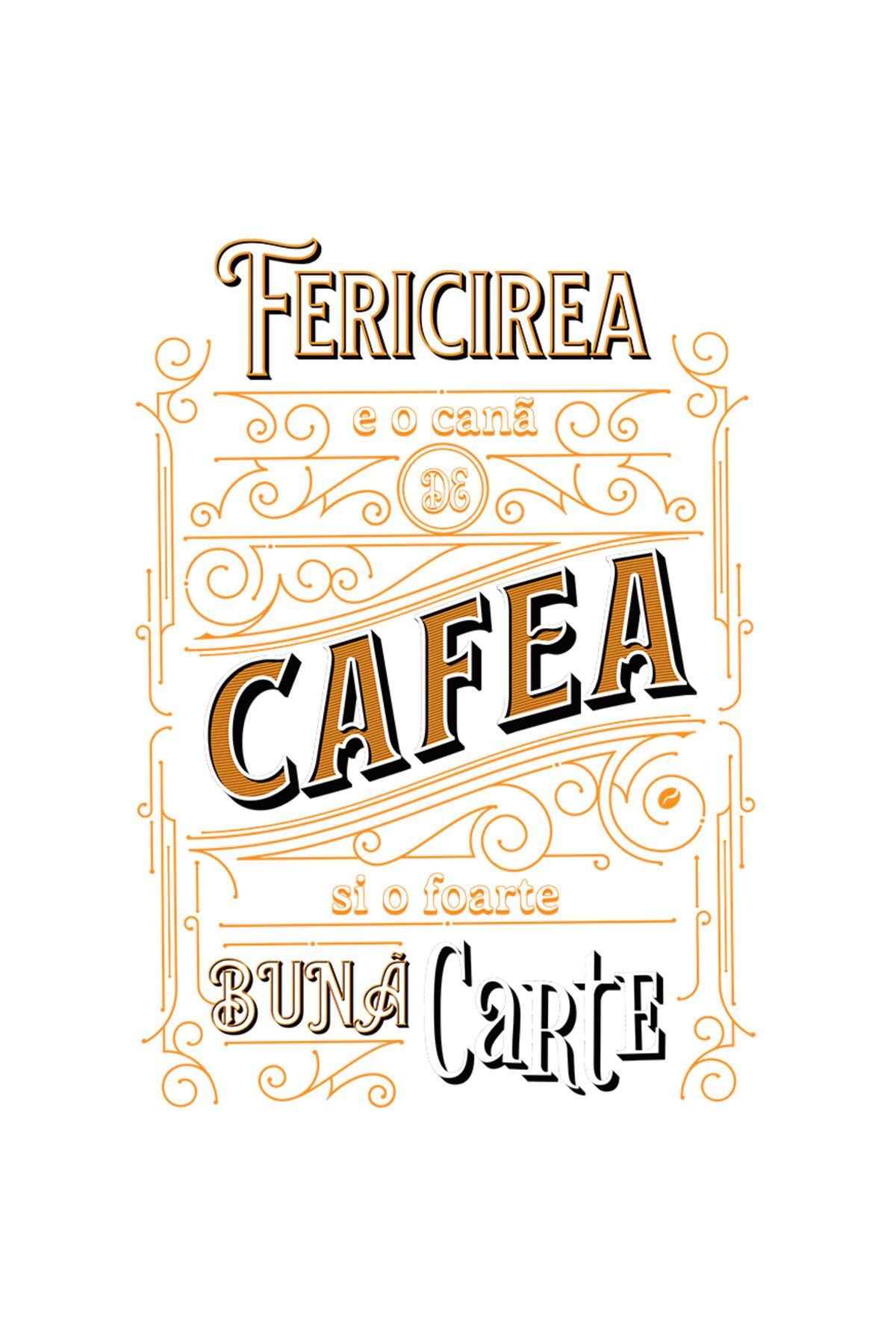 StoryGift Romania Sticker Autocolant 70cm Adeziv Fericirea E O Cana De Cafea Si O Foarte Buna Carte Cu Margini A - One Size