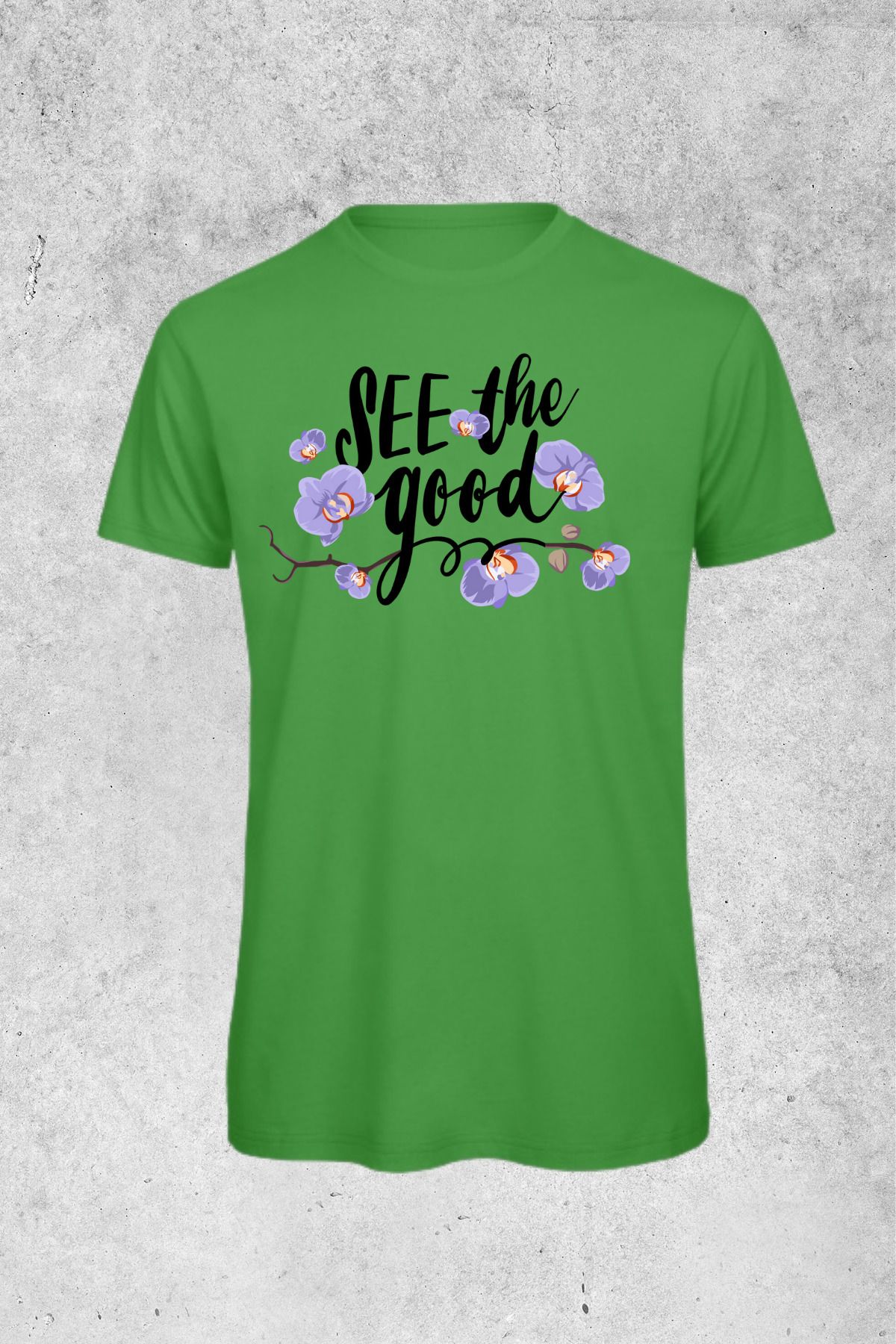 MOLICO Basic unisex sıfır yaka kısa kollu SEE THE GOOD baskılı tshirt