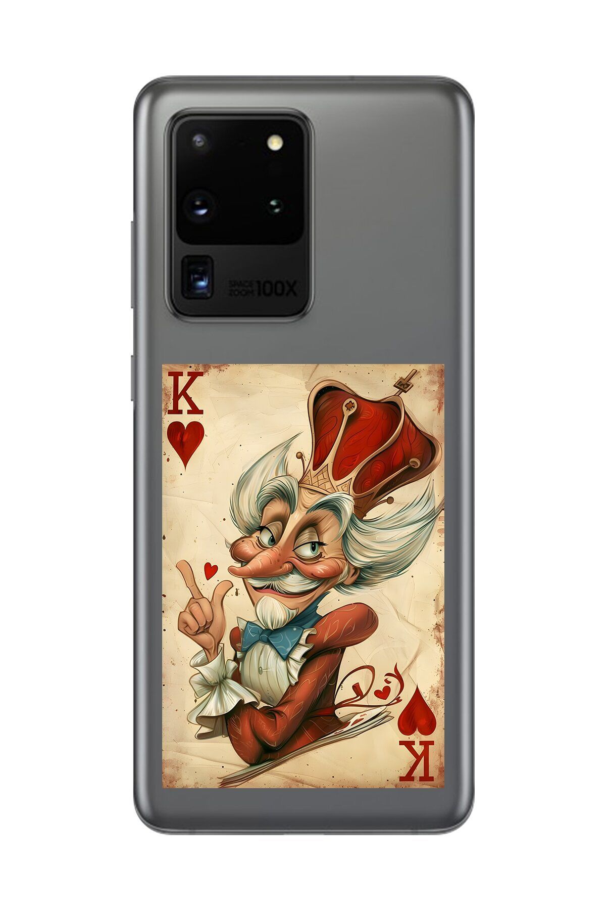 Dali Design Samsung Galaxy S20 Ultra Uyumlu Şeffaf Kılıf Kartlar King 4 Tasarımlı