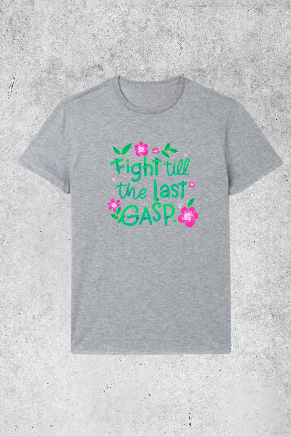 MOLICO Basic unisex sıfır yaka kısa kollu FİGHT TİLL baskılı tshirt