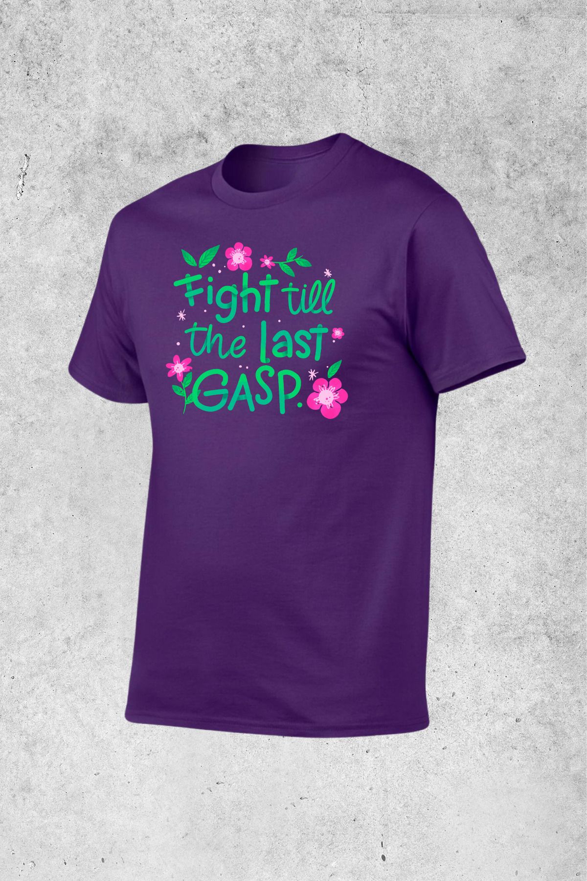 MOLICO Basic unisex sıfır yaka kısa kollu FİGHT TİLL baskılı tshirt