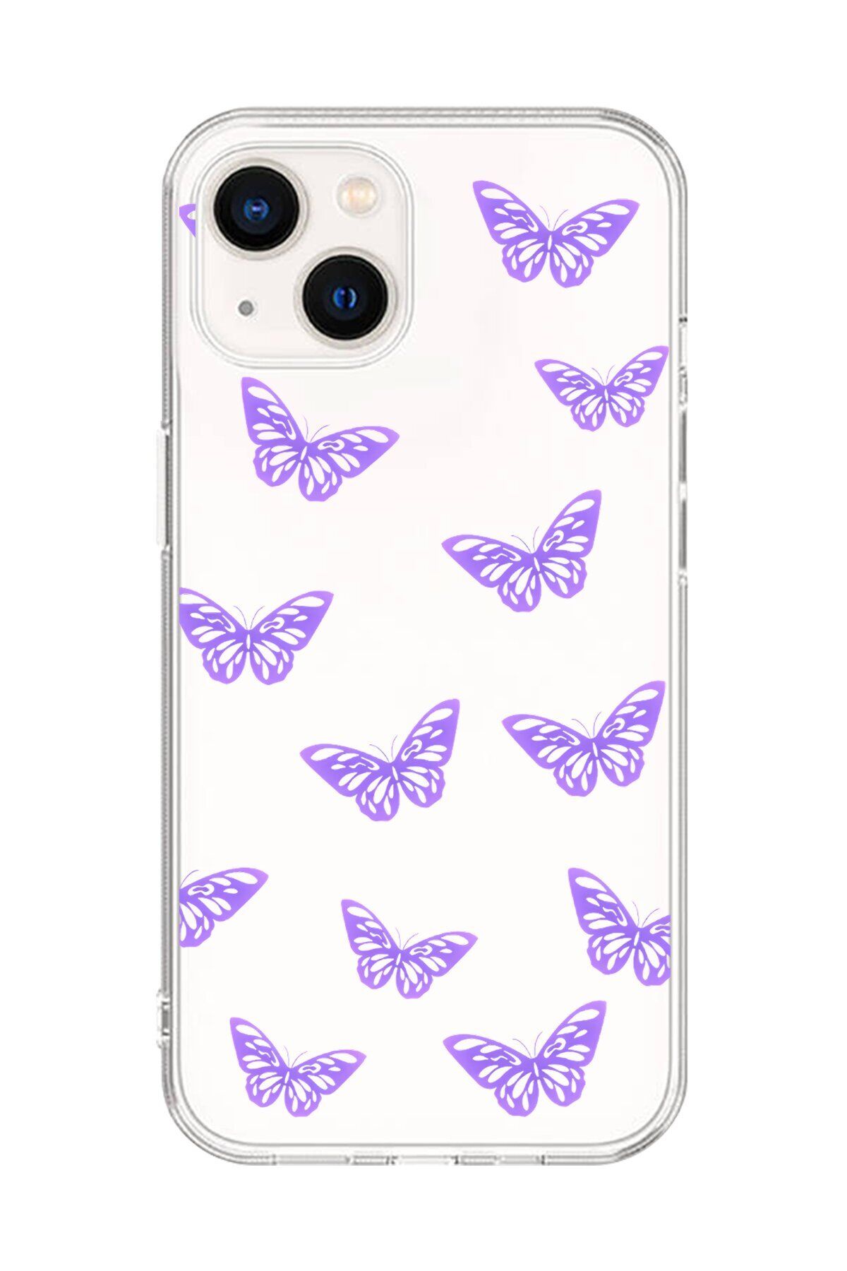 Dali Design iPhone 13 Uyumlu Şeffaf Kılıf Şeffaf Şeffaf Kelebek 4 Tasarımlı