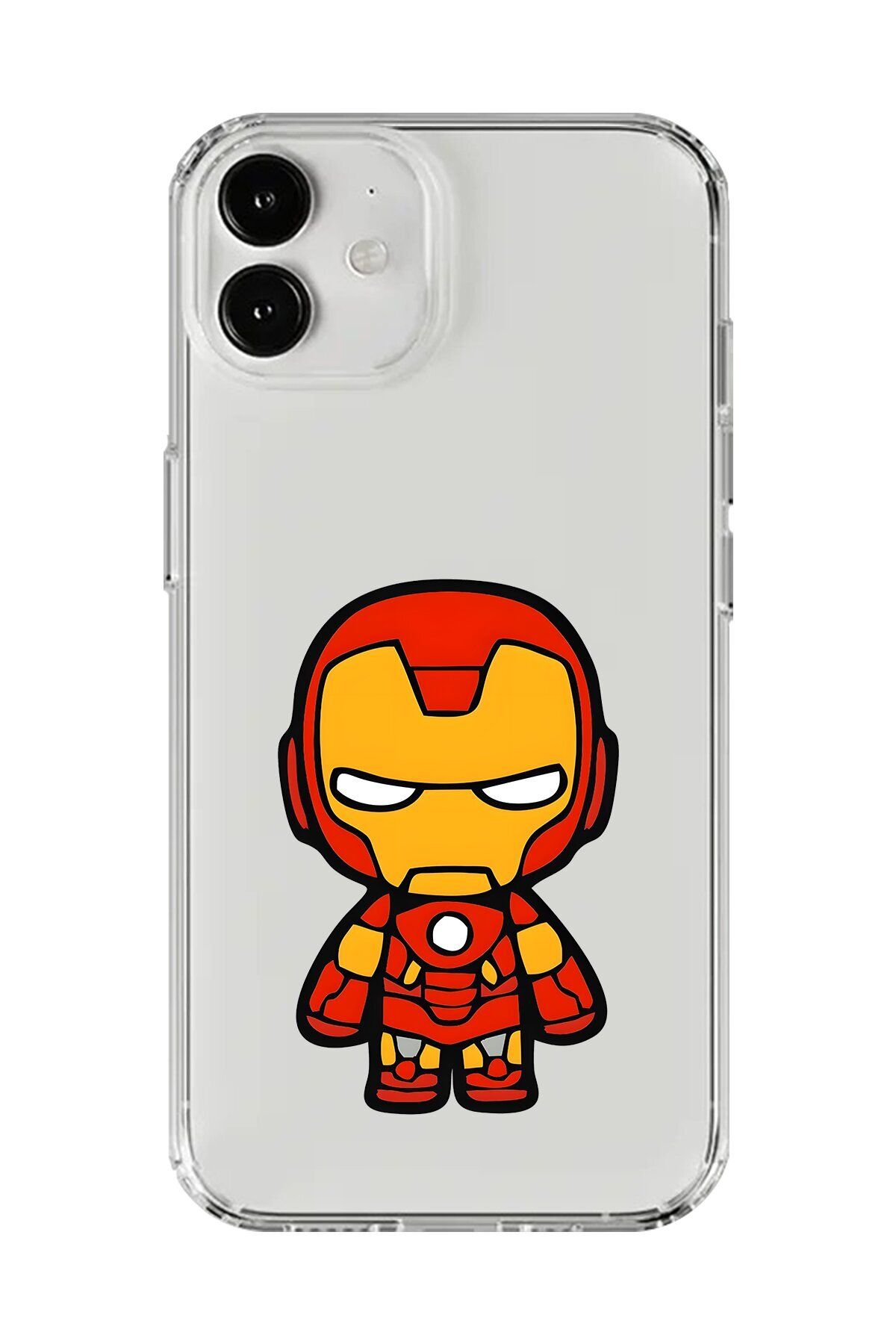 Dali Design iPhone 12 Uyumlu Şeffaf Kılıf Chibi Iron-Man 2 Tasarımlı