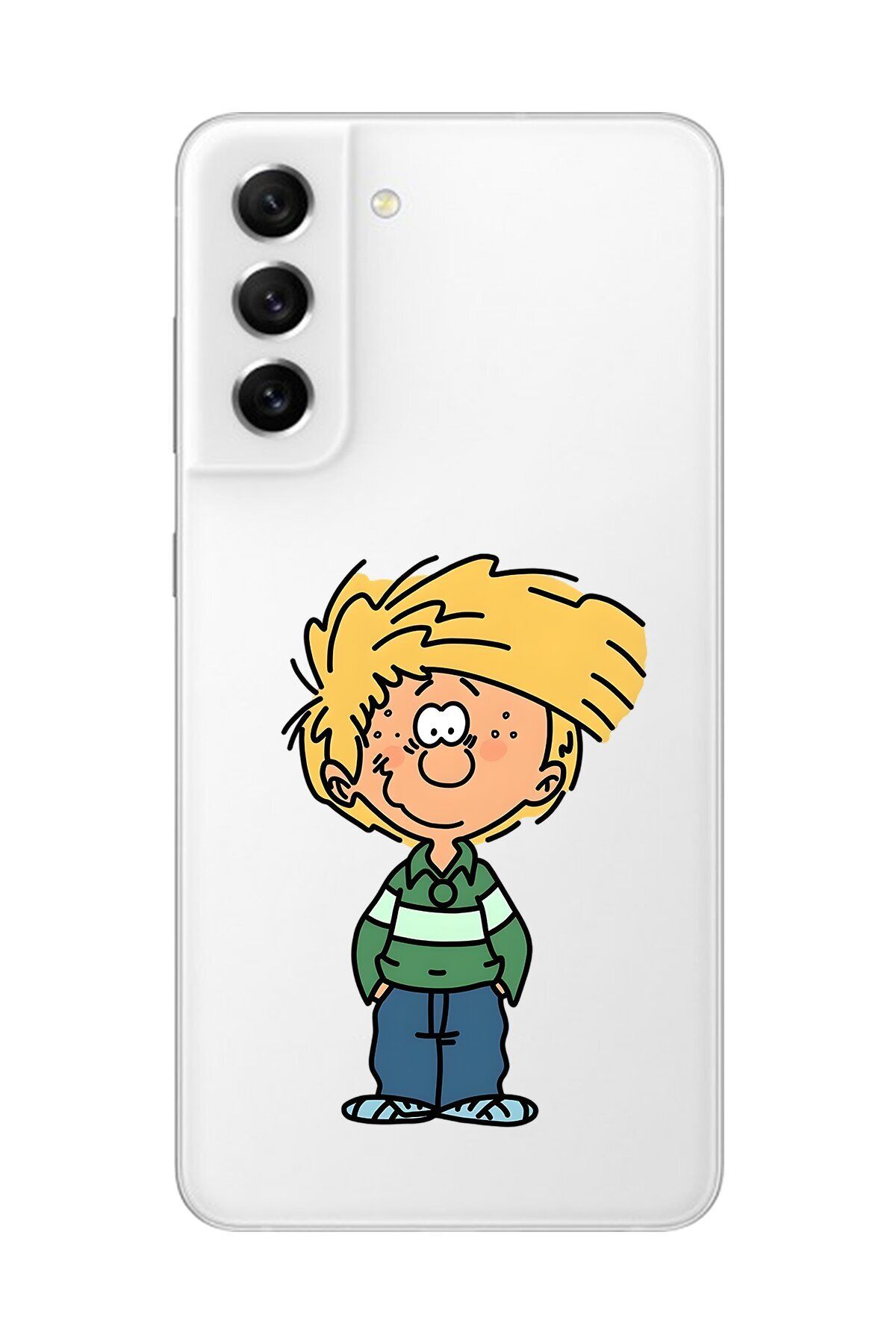 Dali Design Galaxy S21 FE Uyumlu Şeffaf Kılıf Cartoon Cedric 2 Tasarımlı