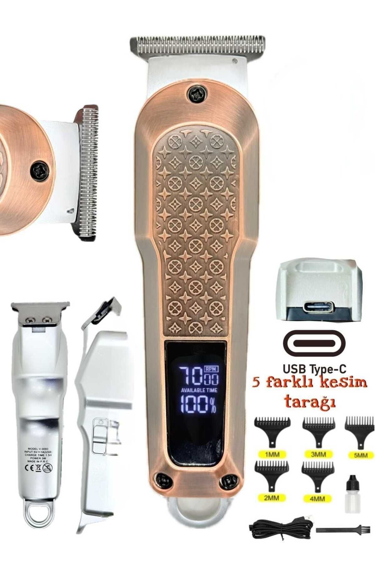 teknotrust Saç & Sakal Tıraş Makinesi-Paslanmaz Çelik Bıçak Dijital Ekranlı Şarjlı 0093jvx