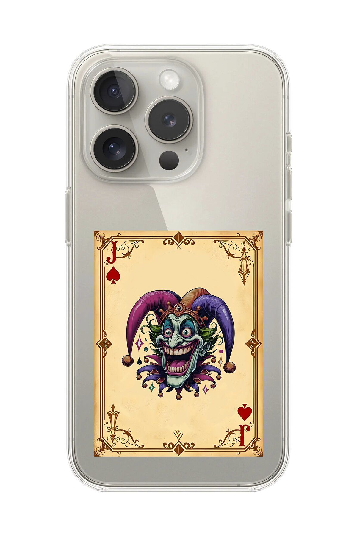 Dali Design iPhone 16 Pro Uyumlu Şeffaf Kılıf Kartlar Joker 2 Tasarımlı