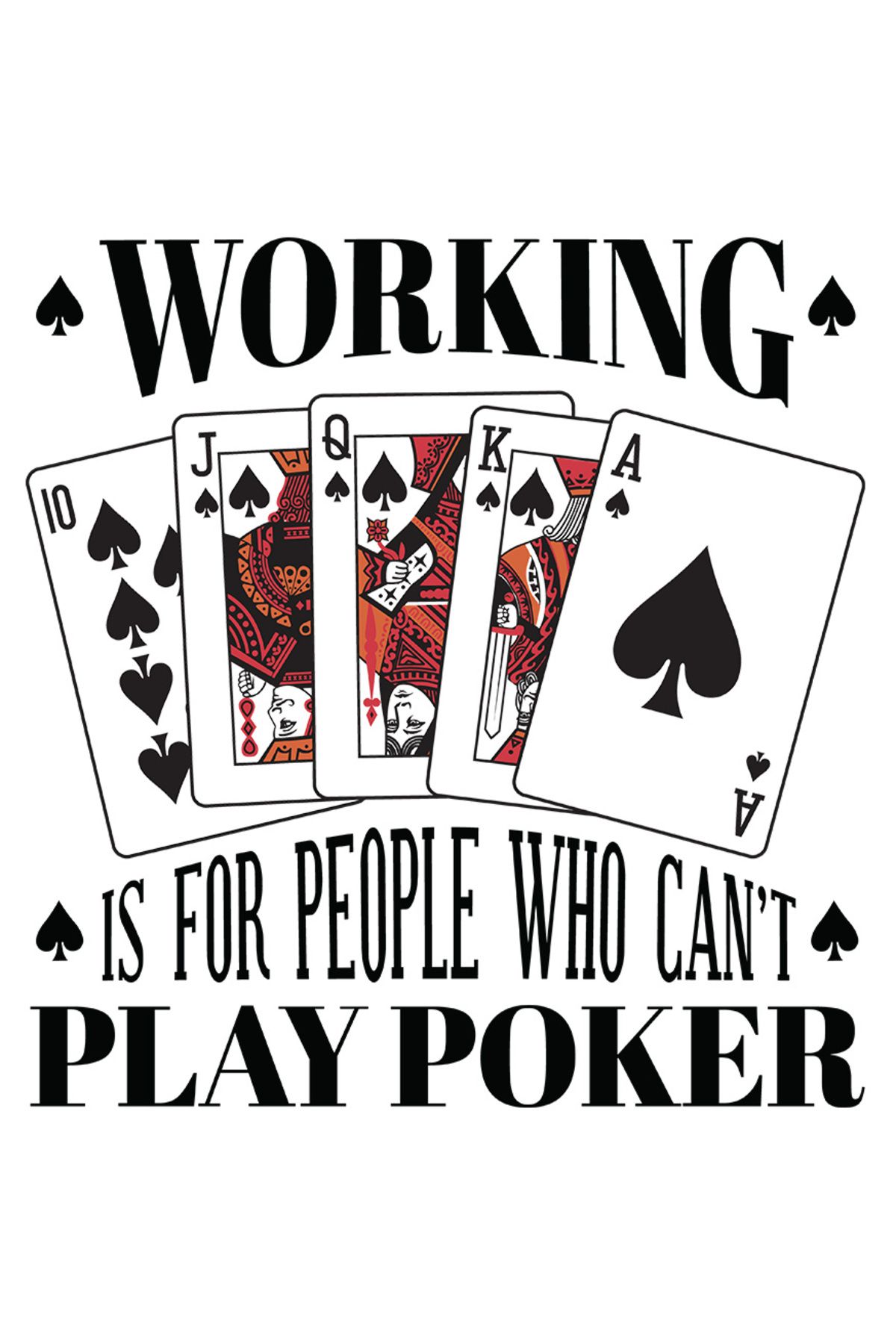 StoryGift Romania Sticker Autocolant 70cm Cu Carti De Joc Poker, Text In Engleza Working Is For People Who Can't - One Size